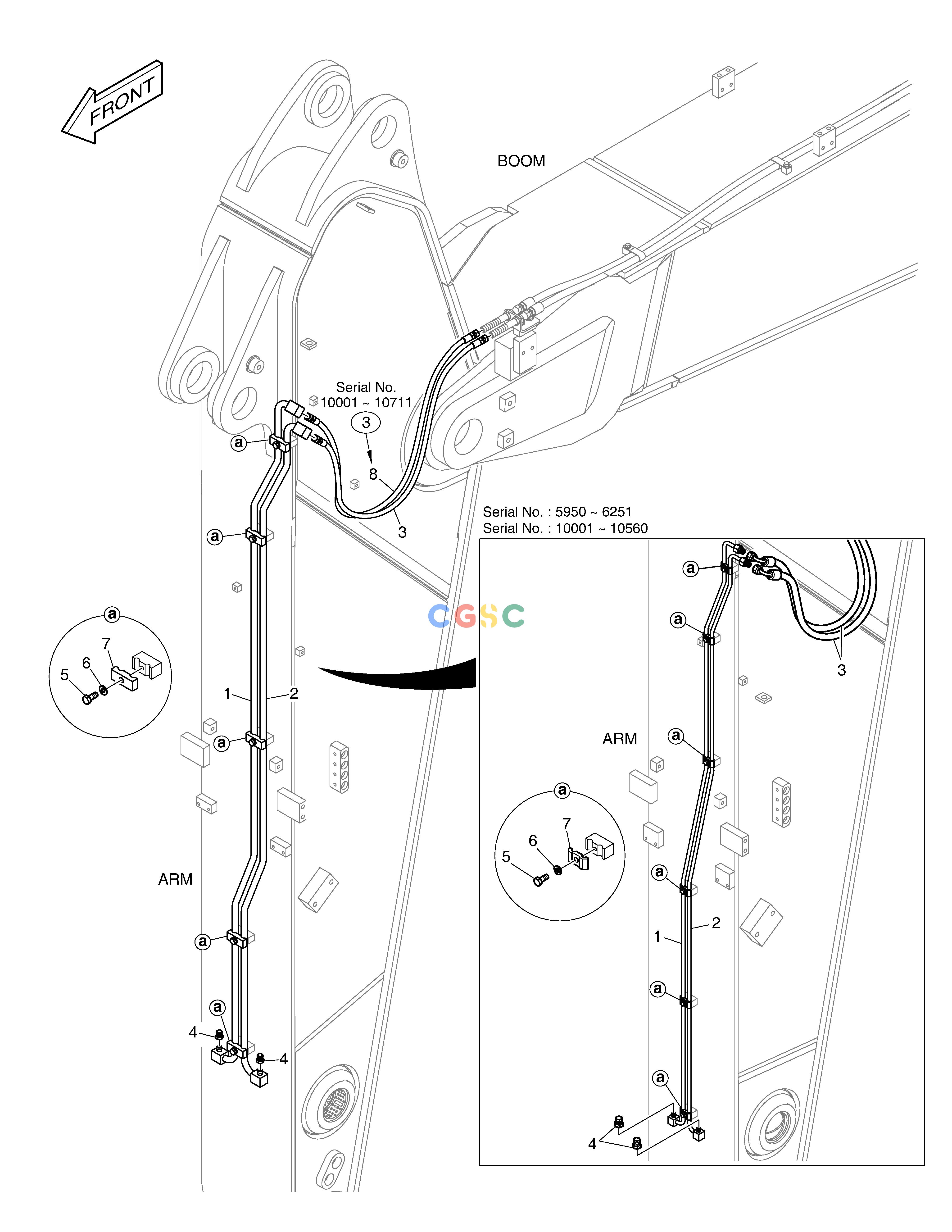 斗山零件查询ARM PIPING - QUICK FIT(ARM 2.6m) DX360LCA(S/N:5950~) Doosan parts catalog online