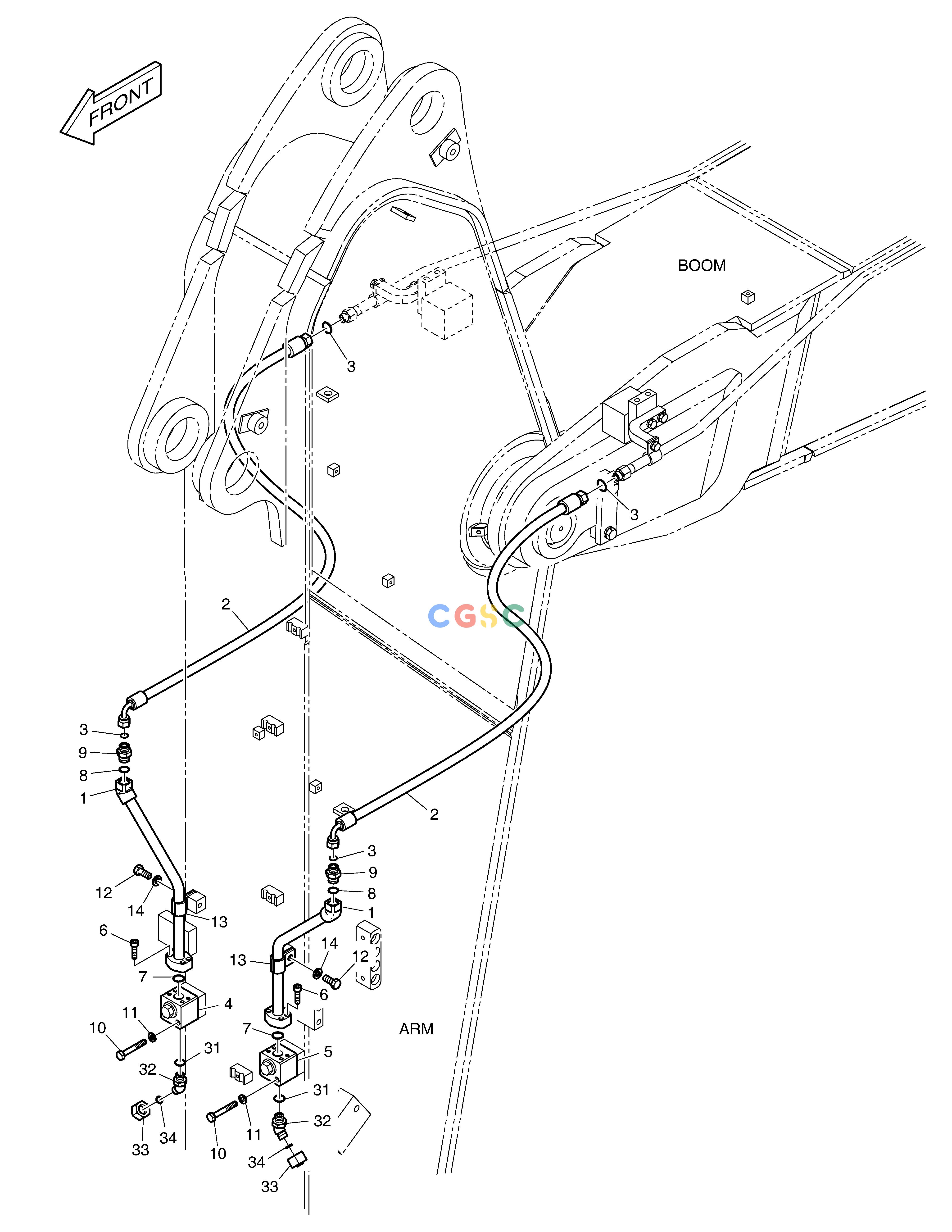 斗山零件查询ARM PIPING - ROTATING (ARM 2.6m) DX360LCA(S/N:5950~) Doosan parts catalog online
