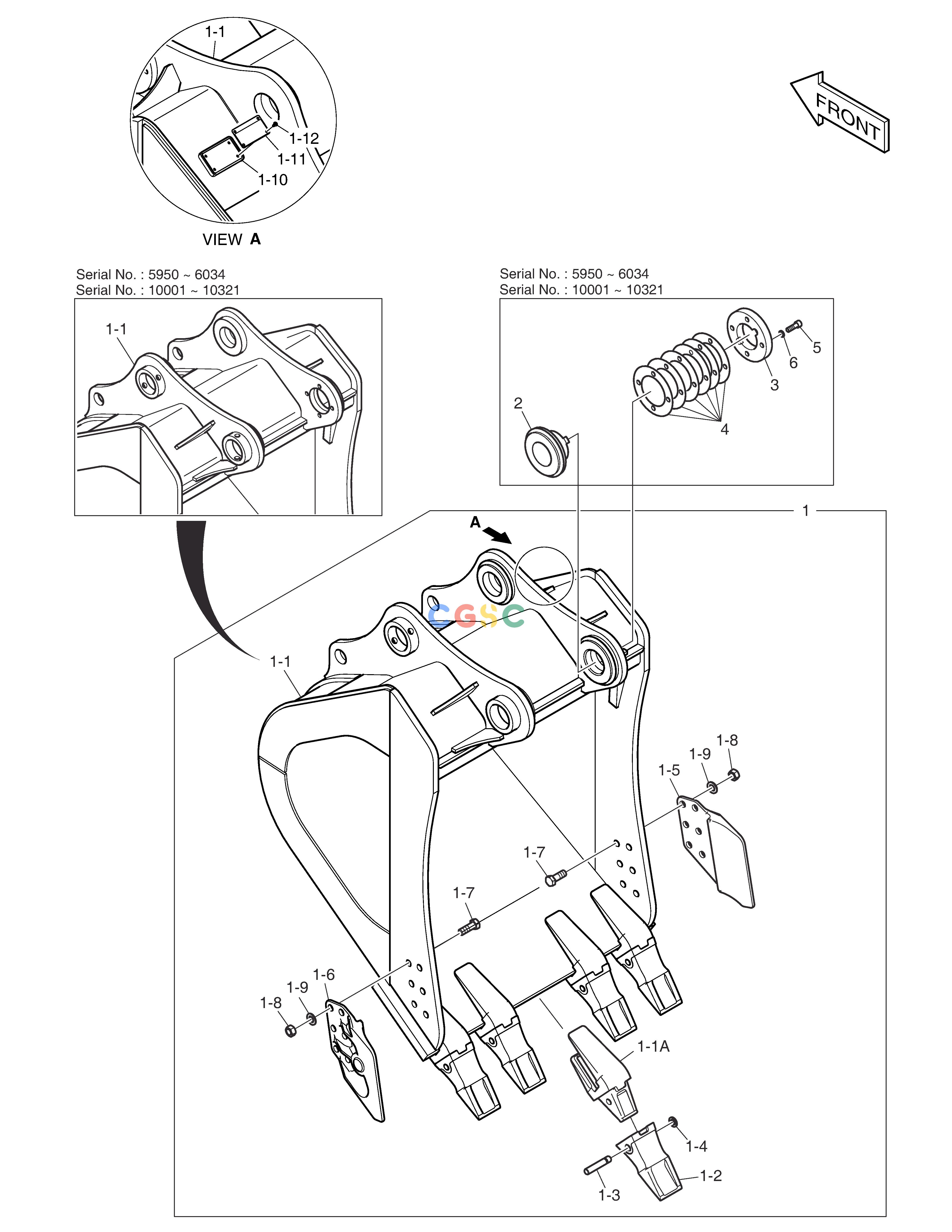 斗山零件查询BUCKET - 1.25m³ DX360LCA(S/N:5950~) Doosan parts catalog online