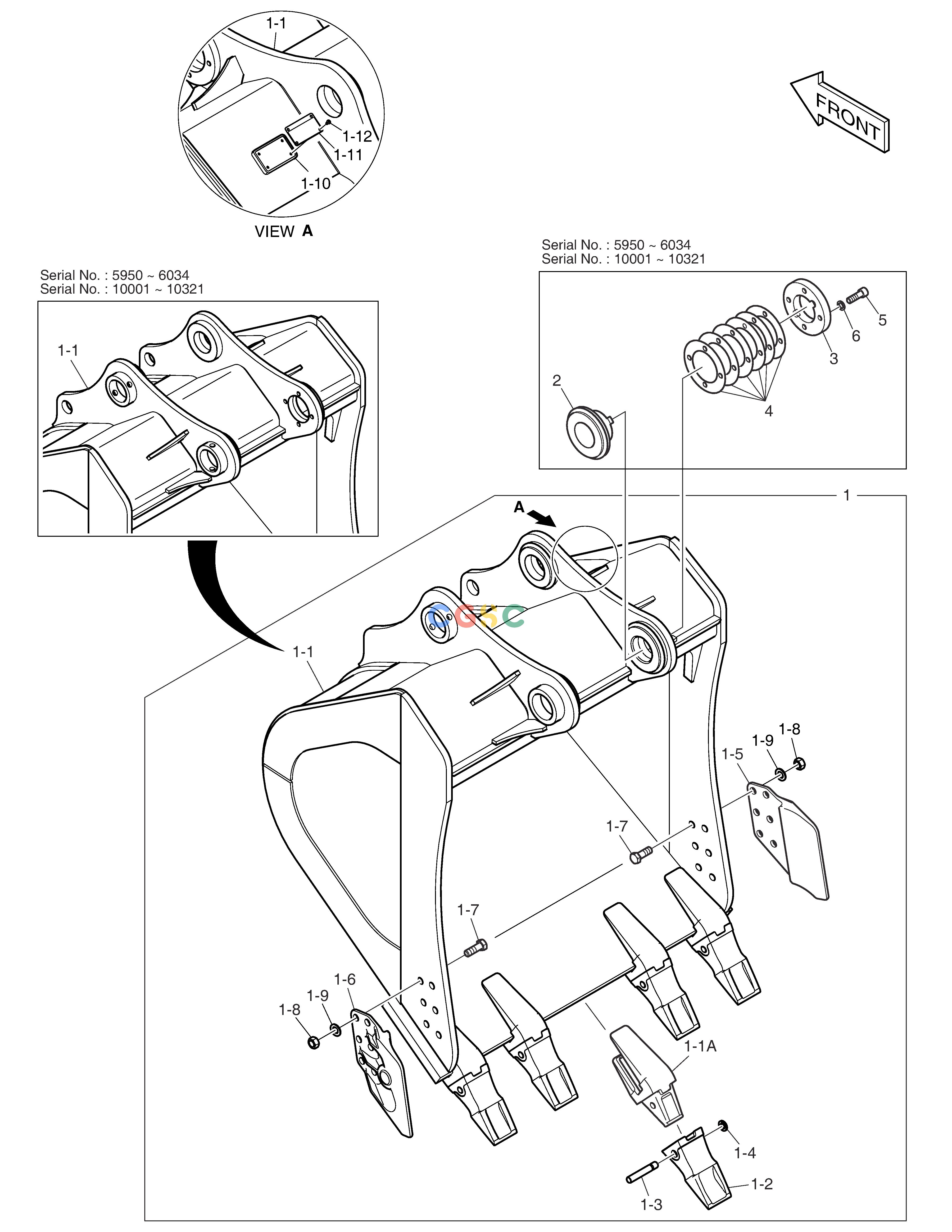 斗山零件查询BUCKET - 1.61m³ DX360LCA(S/N:5950~) Doosan parts catalog online
