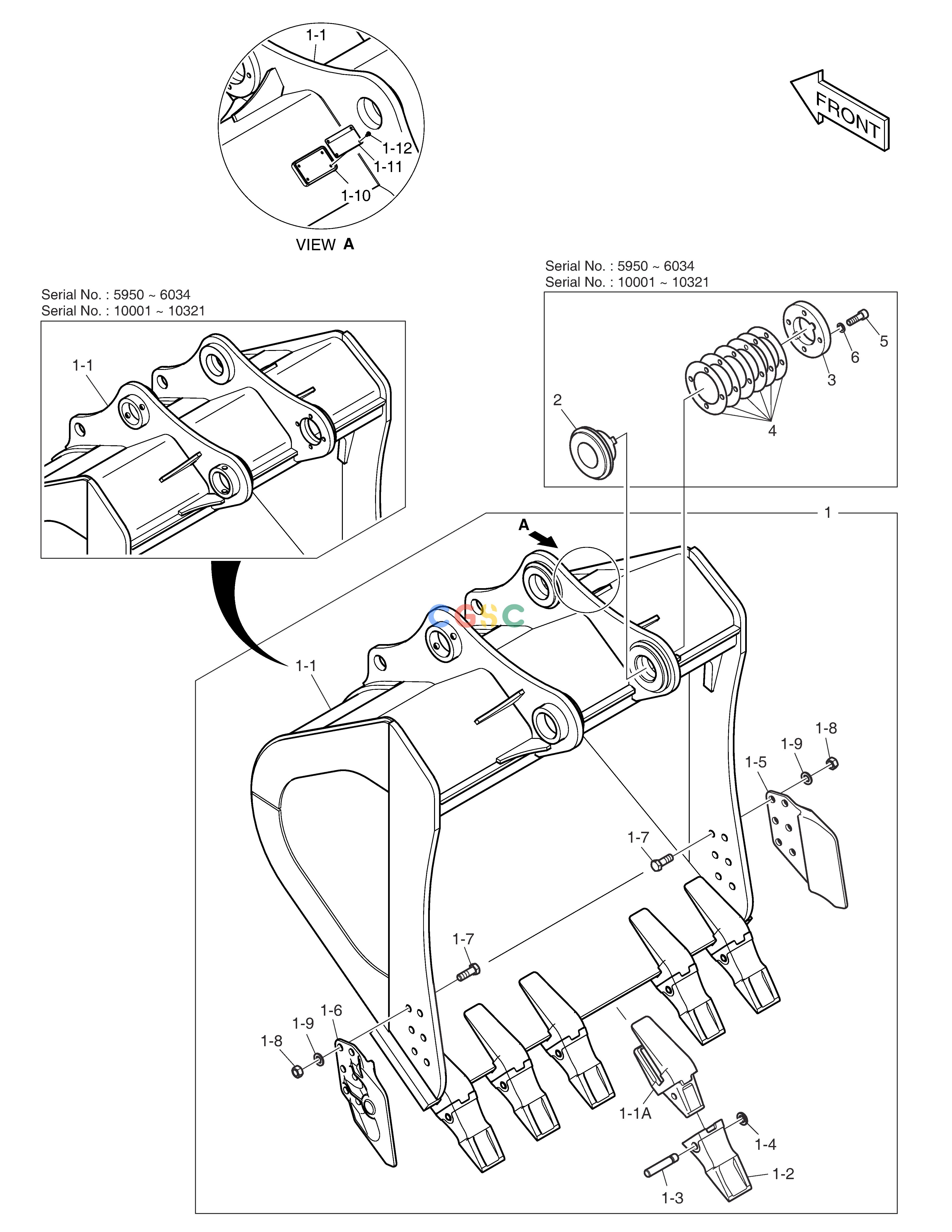 斗山零件查询BUCKET - 1.83m³ DX360LCA(S/N:5950~) Doosan parts catalog online