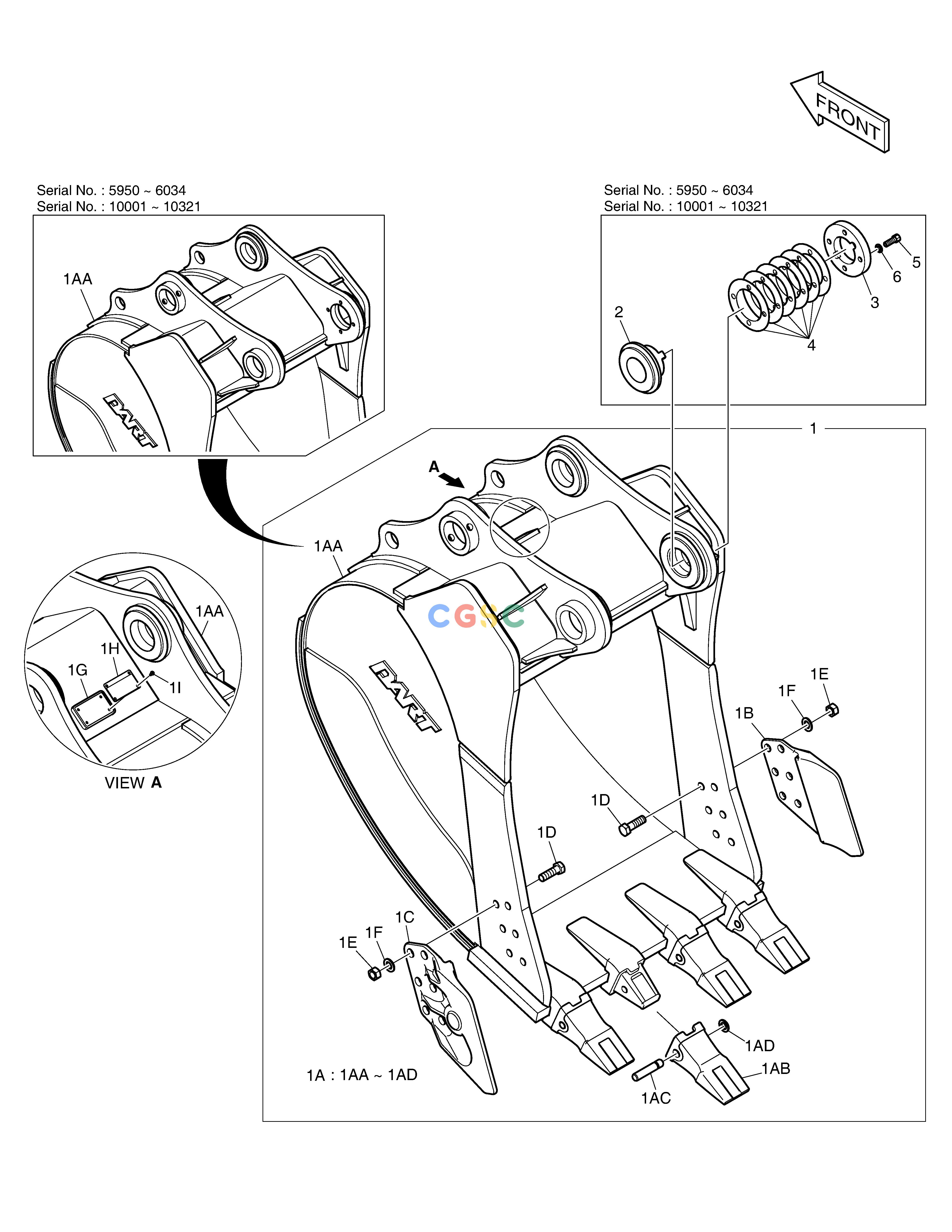 斗山零件查询BUCKET ASS'Y - 1.20m³(42") - SIDE PIN DX360LCA(S/N:5950~) Doosan parts catalog online