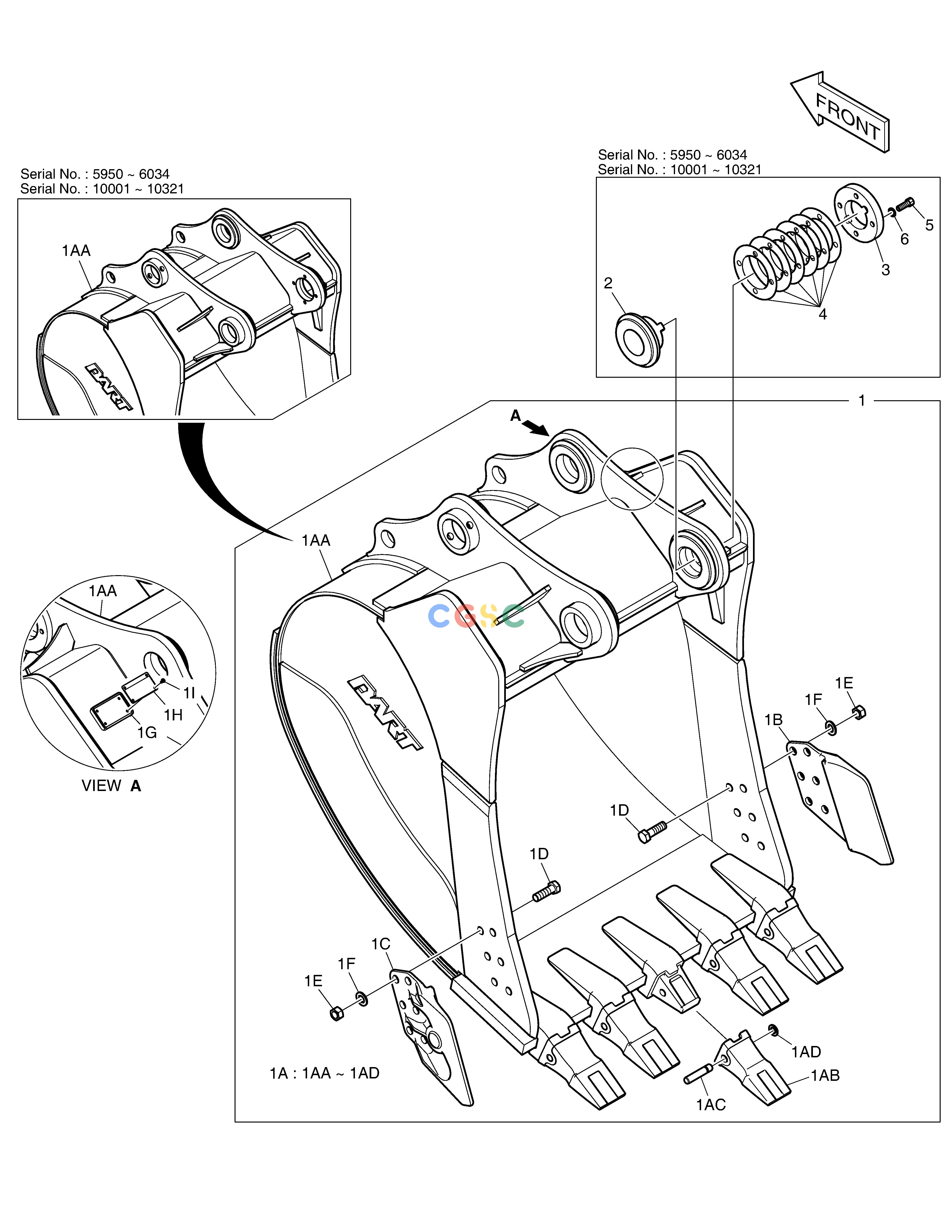斗山零件查询BUCKET ASS'Y - 1.42m³(48") - SIDE PIN DX360LCA(S/N:5950~) Doosan parts catalog online
