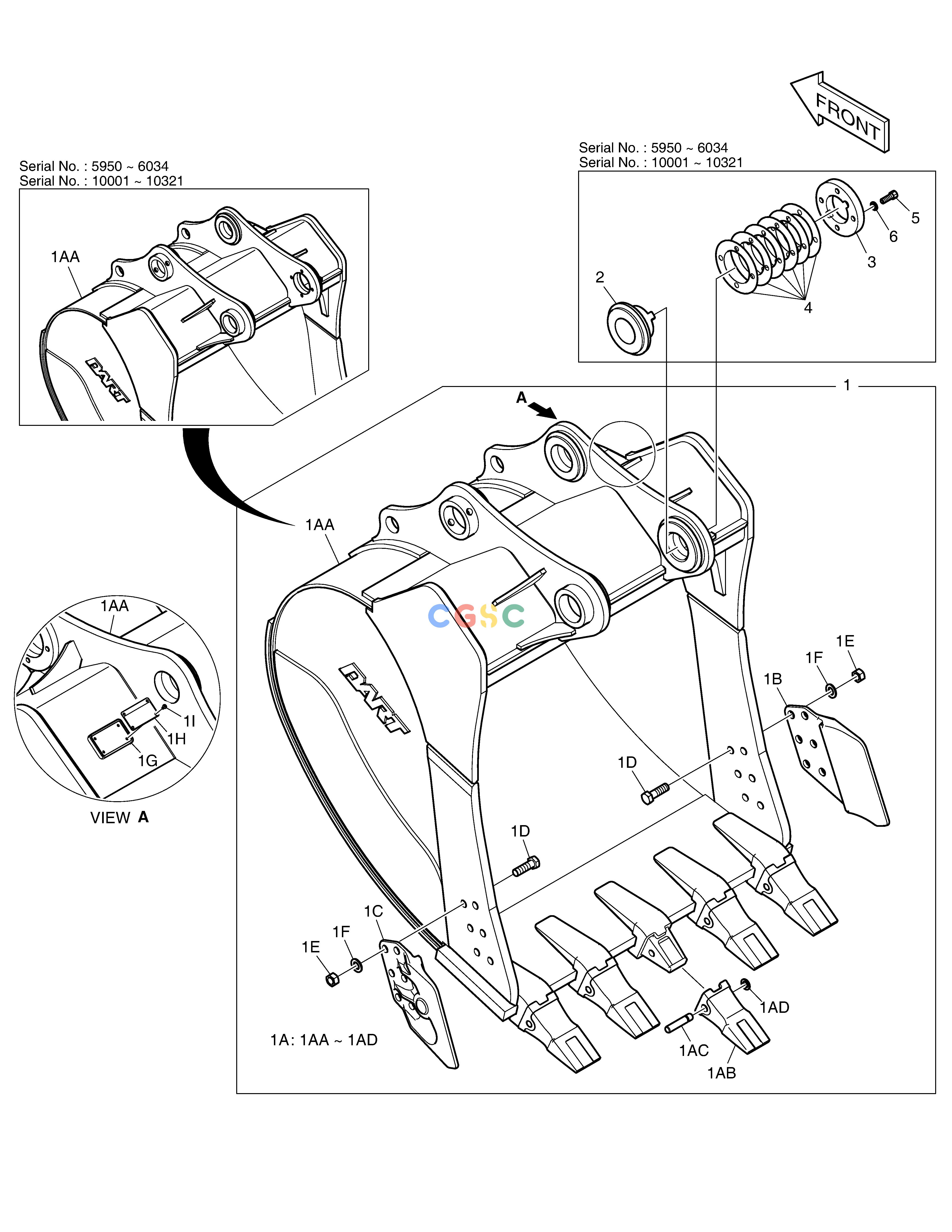 斗山零件查询BUCKET ASS'Y - 1.65m³(54") - SIDE PIN DX360LCA(S/N:5950~) Doosan parts catalog online