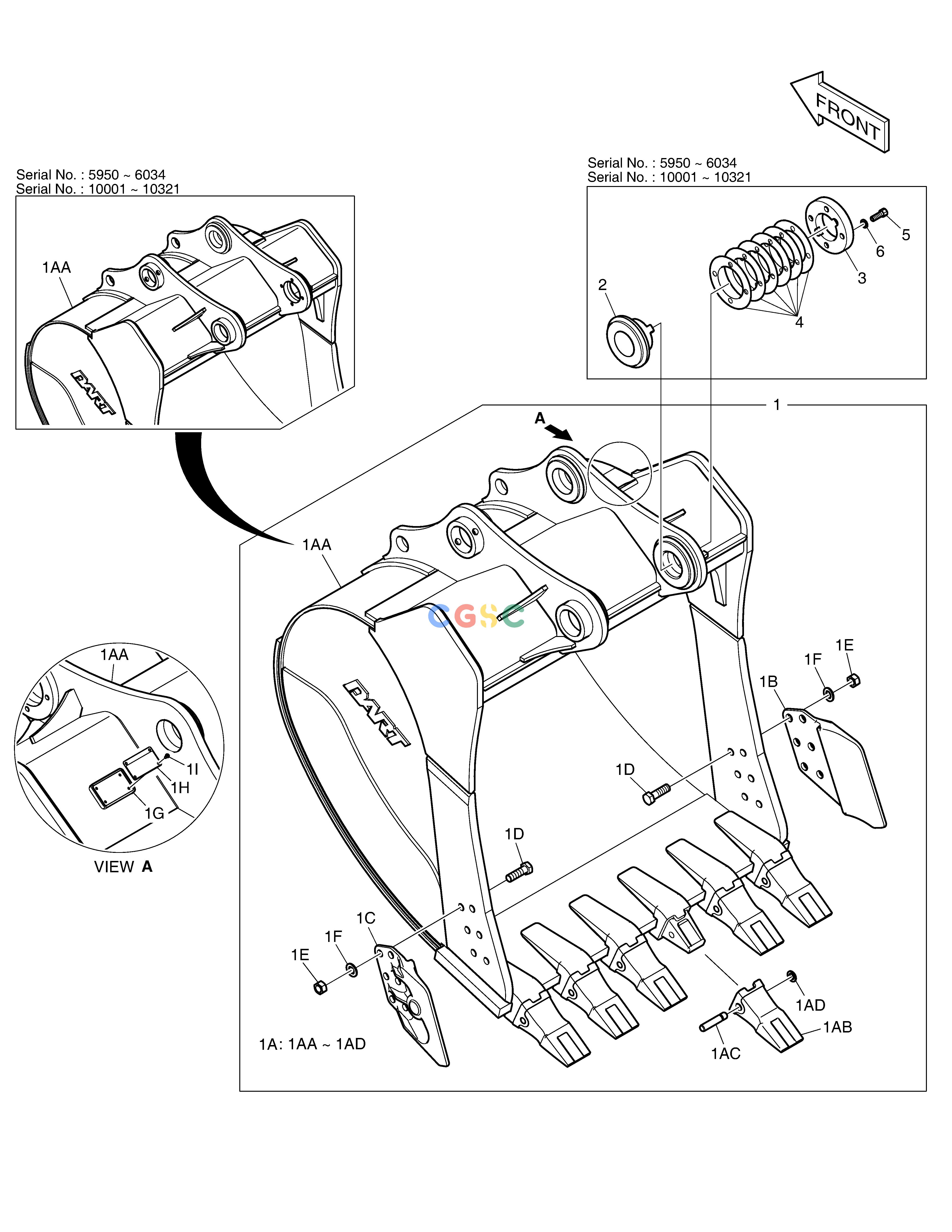 斗山零件查询BUCKET ASS'Y - 1.79m³(57") - SIDE PIN DX360LCA(S/N:5950~) Doosan parts catalog online
