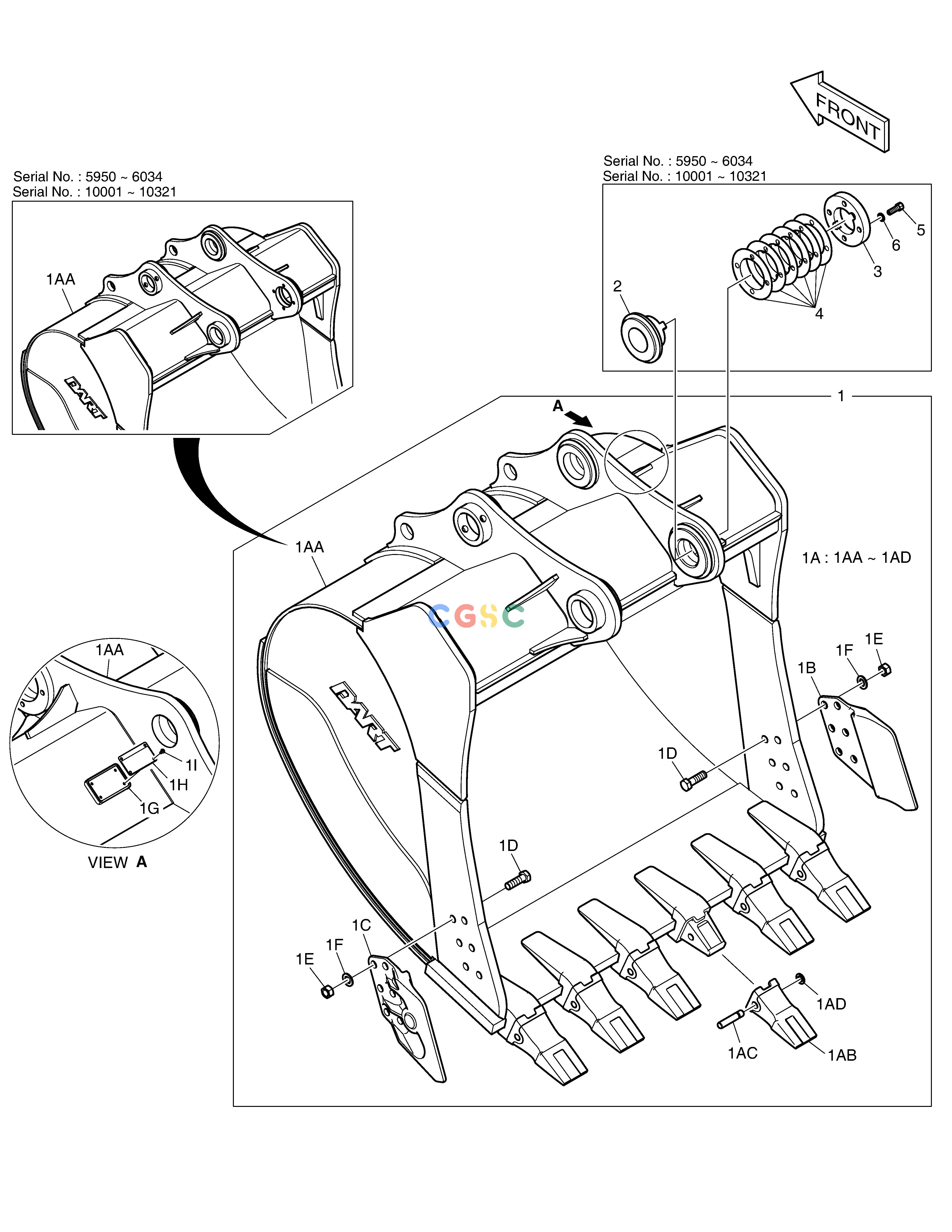 斗山零件查询BUCKET ASS'Y - 2.01m³(63") - SIDE PIN DX360LCA(S/N:5950~) Doosan parts catalog online