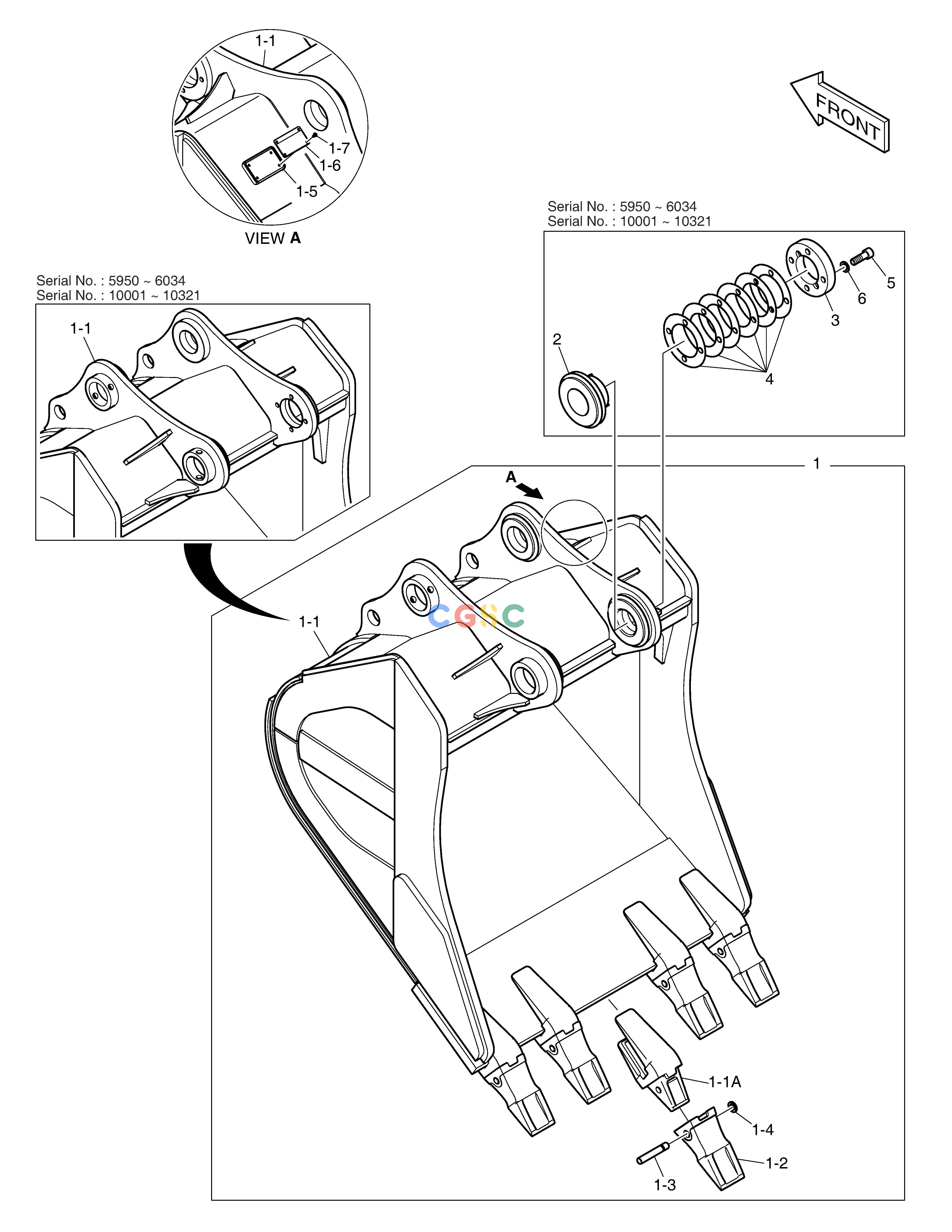 斗山零件查询ROCK BUCKET - 1.28m³(HEAVY DUTY) DX360LCA(S/N:5950~) Doosan parts catalog online
