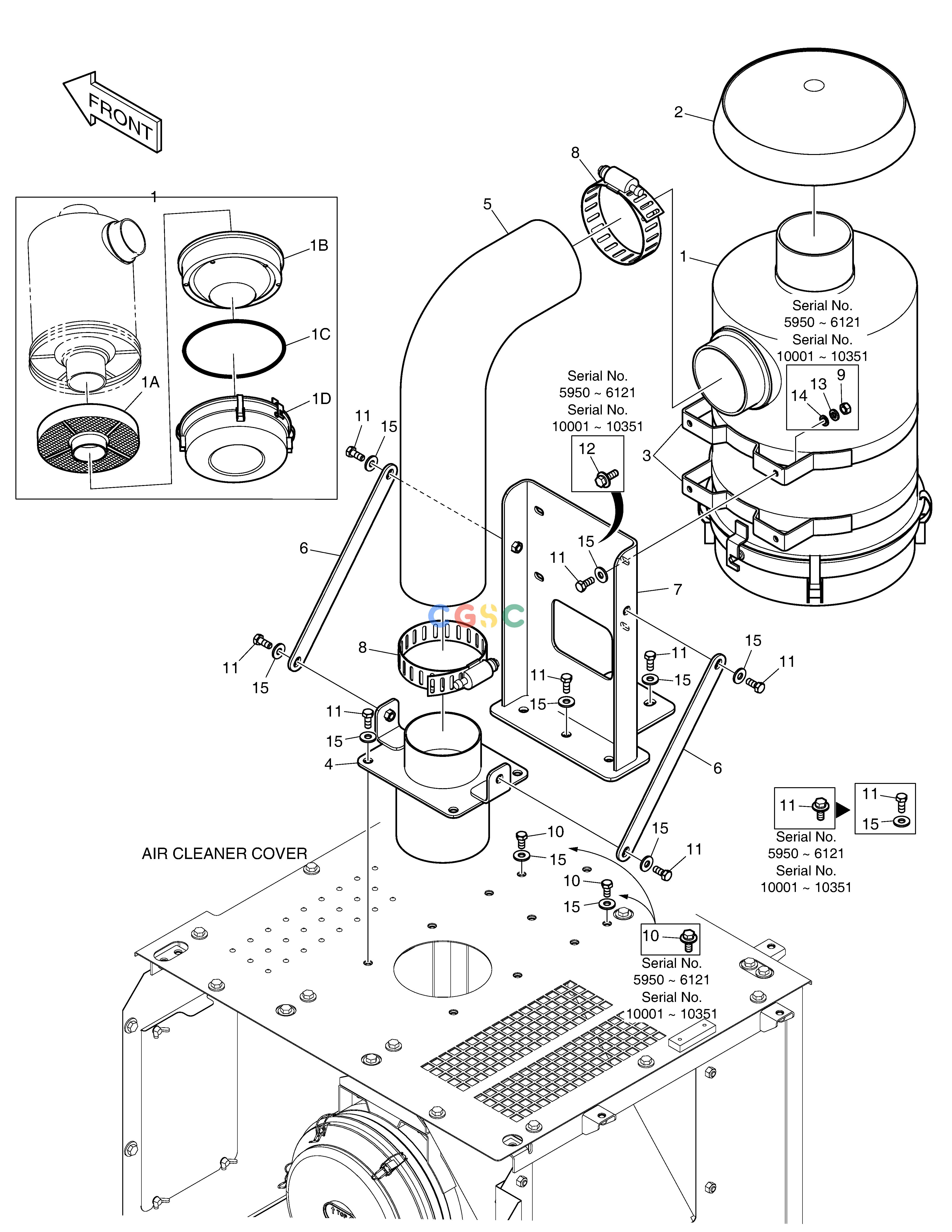 斗山零件查询AIR CLEANER ASS'Y - OIL WASHED DX360LCA(S/N:5950~) Doosan parts catalog online