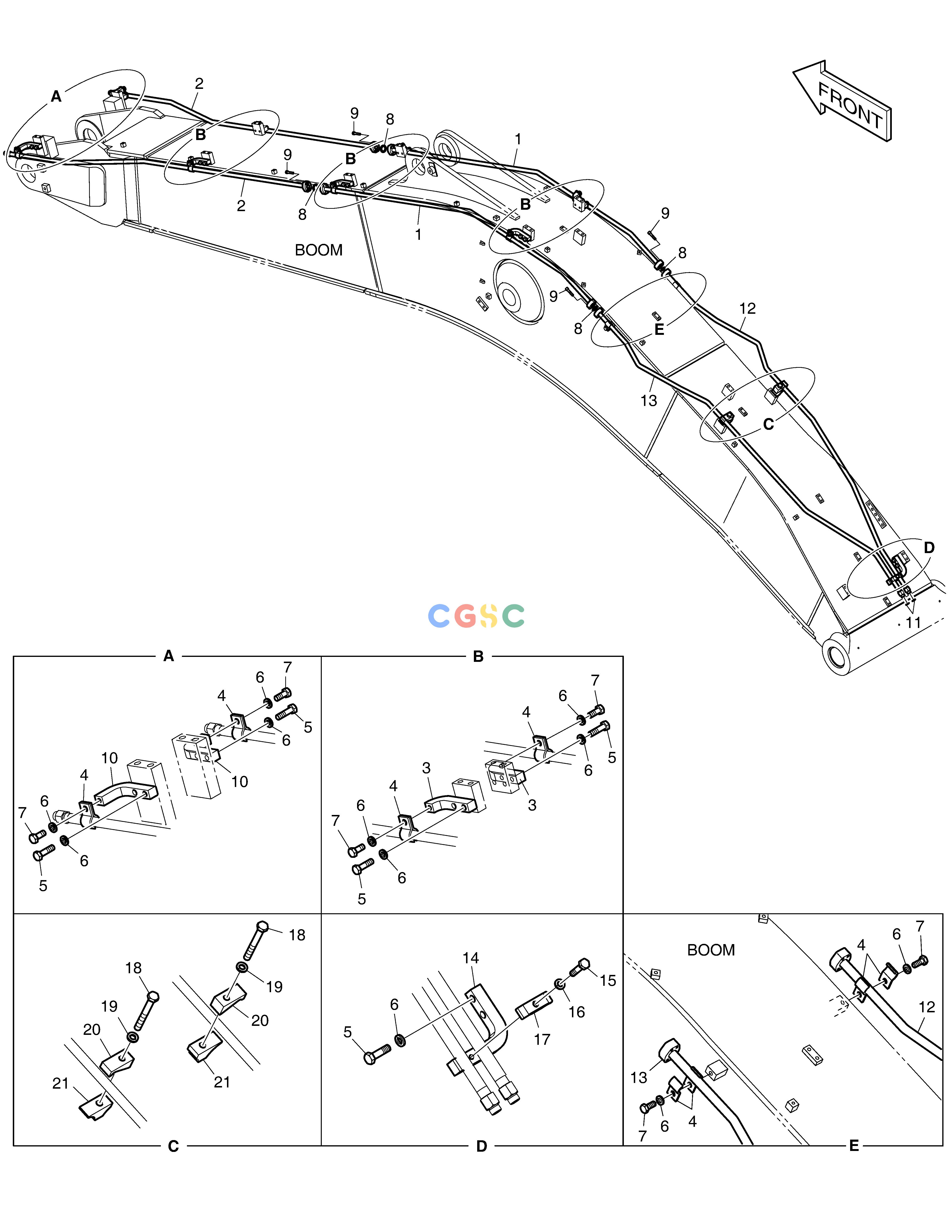 斗山零件查询BOOM PIPING - ROTATING(BOOM 6.2m) DX360LCA(S/N:5950~) Doosan parts catalog online
