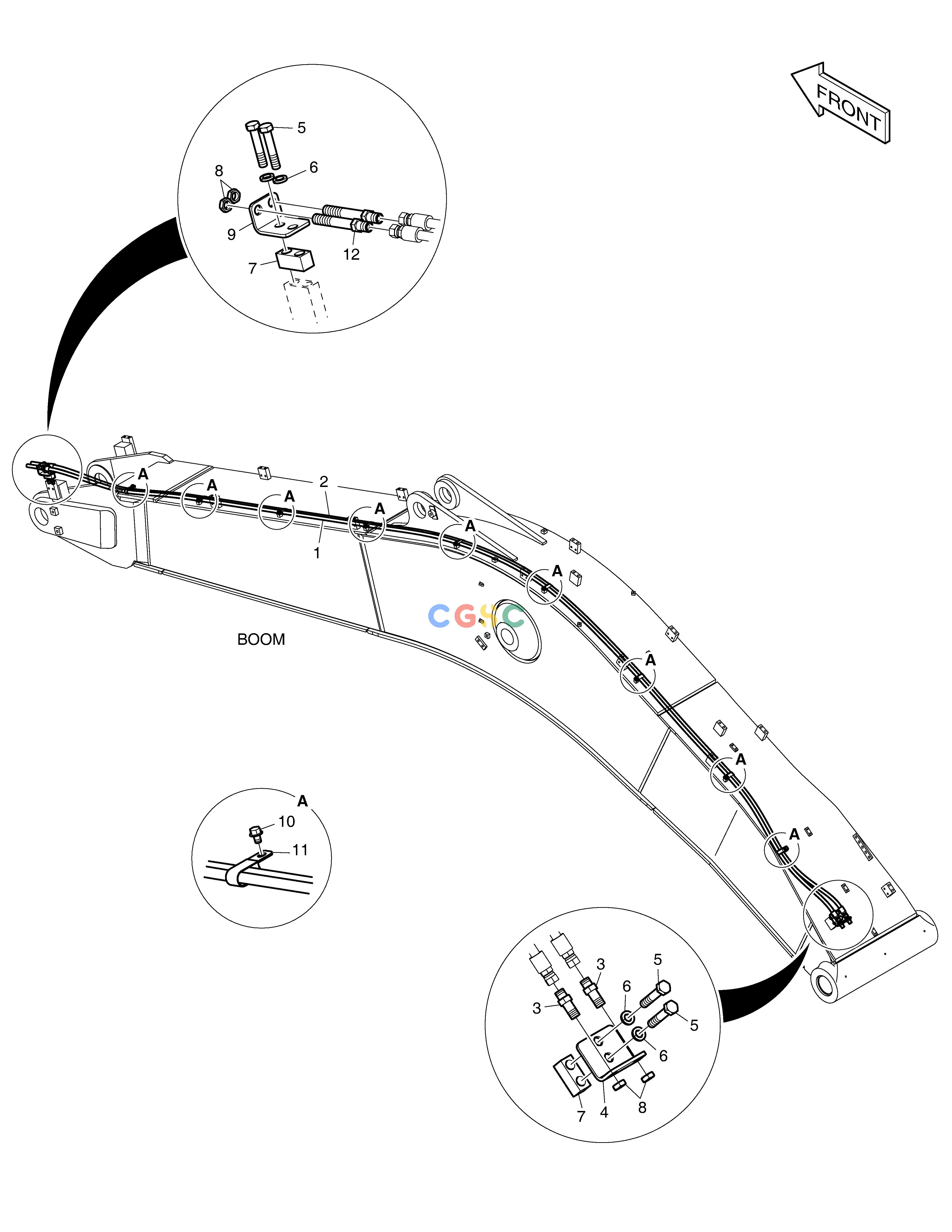 斗山零件查询BOOM PIPING - QUICK CLAMP(BOOM 6.2m) DX360LCA(S/N:5950~) Doosan parts catalog online