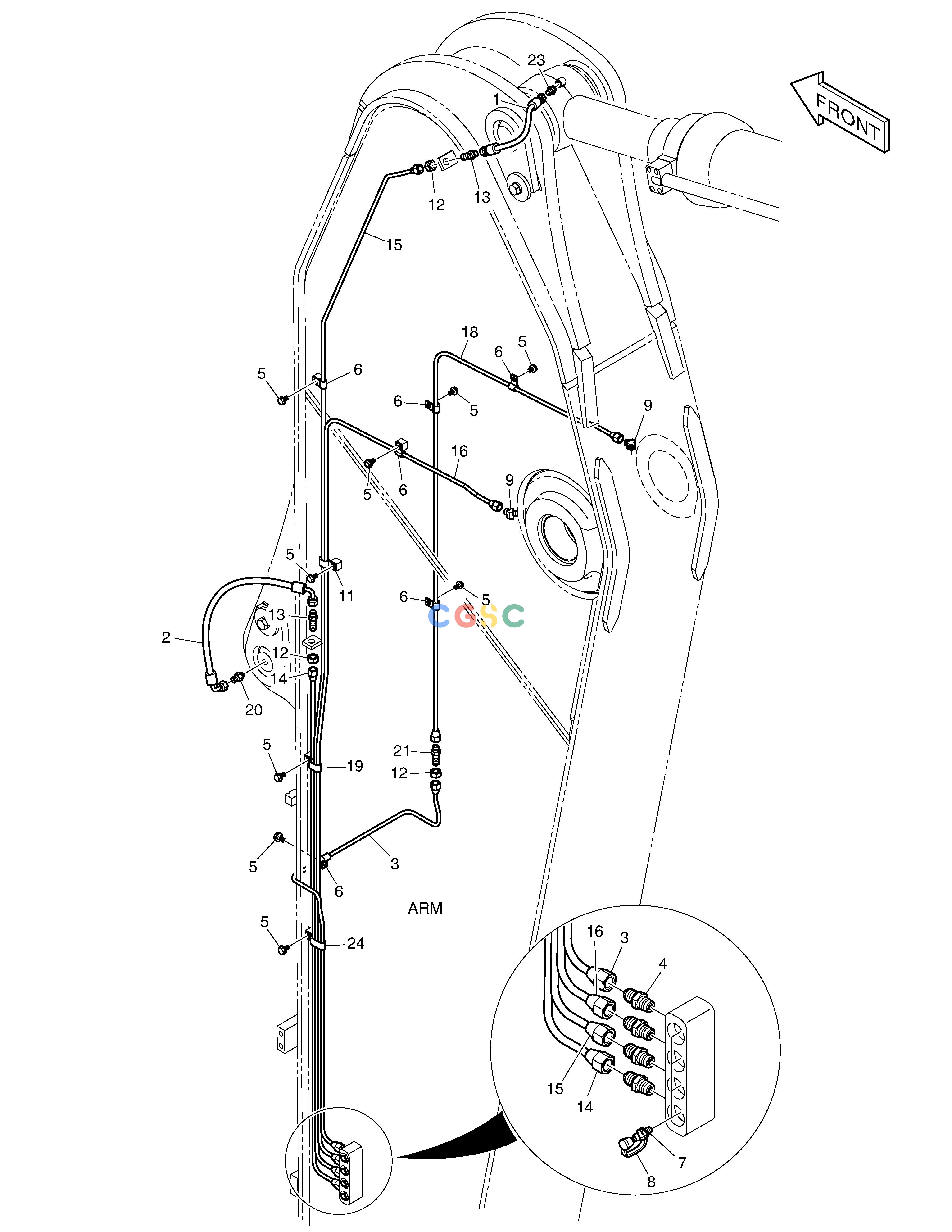 斗山零件查询LUBRICATION PIPING -ARM 3.95m DX360LCA(S/N:5950~) Doosan parts catalog online