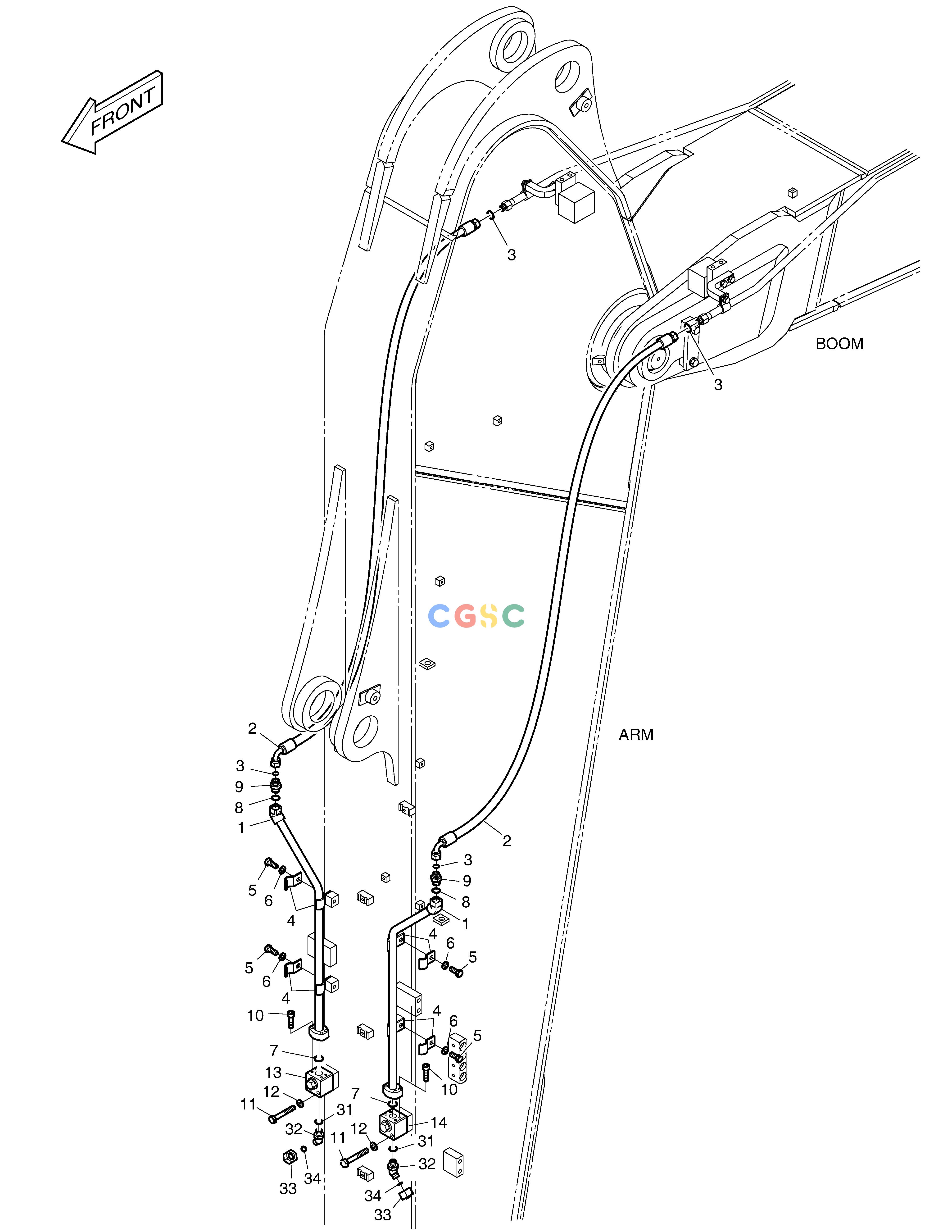 斗山零件查询ARM PIPING - ROTATION(ARM 3.95m) DX360LCA(S/N:5950~) Doosan parts catalog online