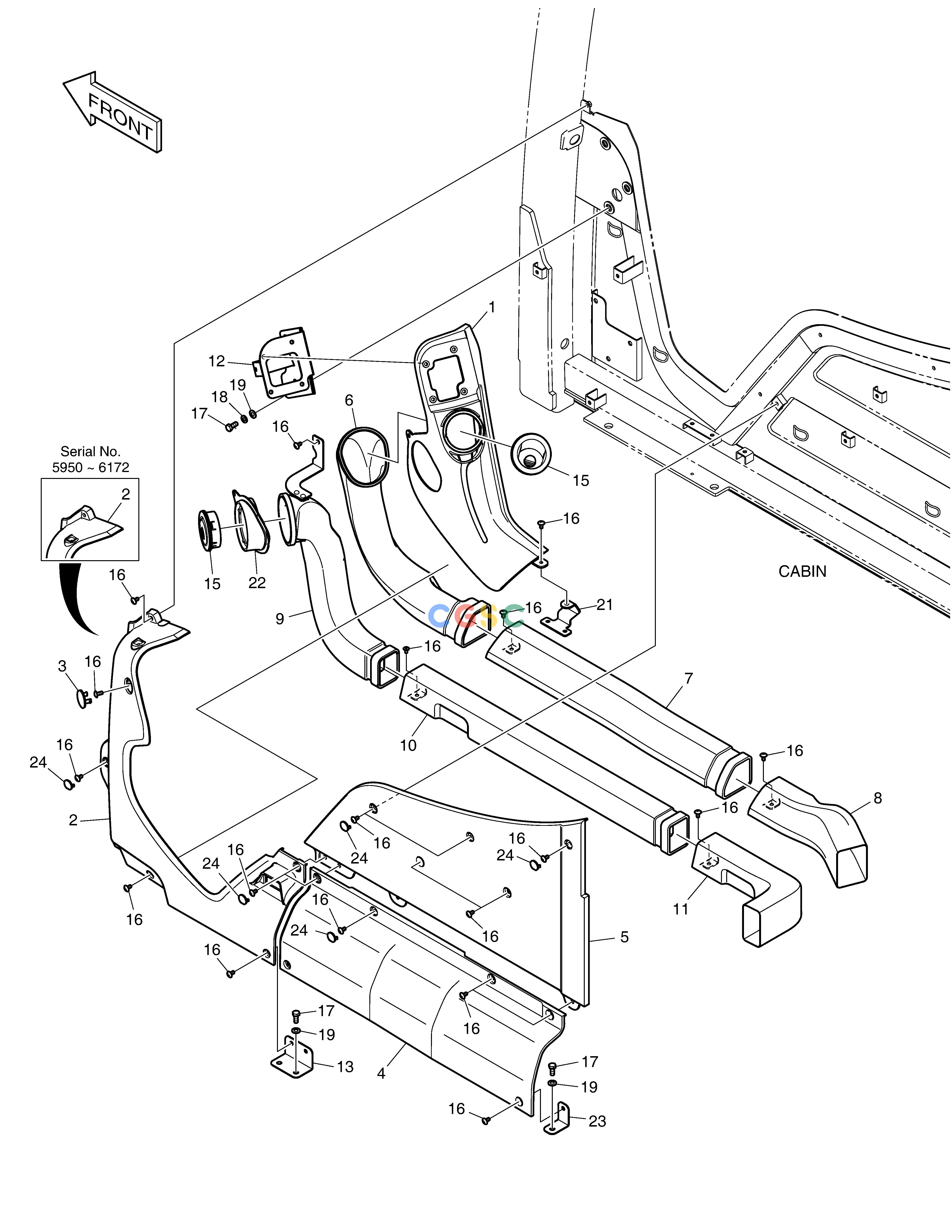 斗山零件查询DUCT COVER - ROPS DX360LCA(S/N:5950~) Doosan parts catalog online