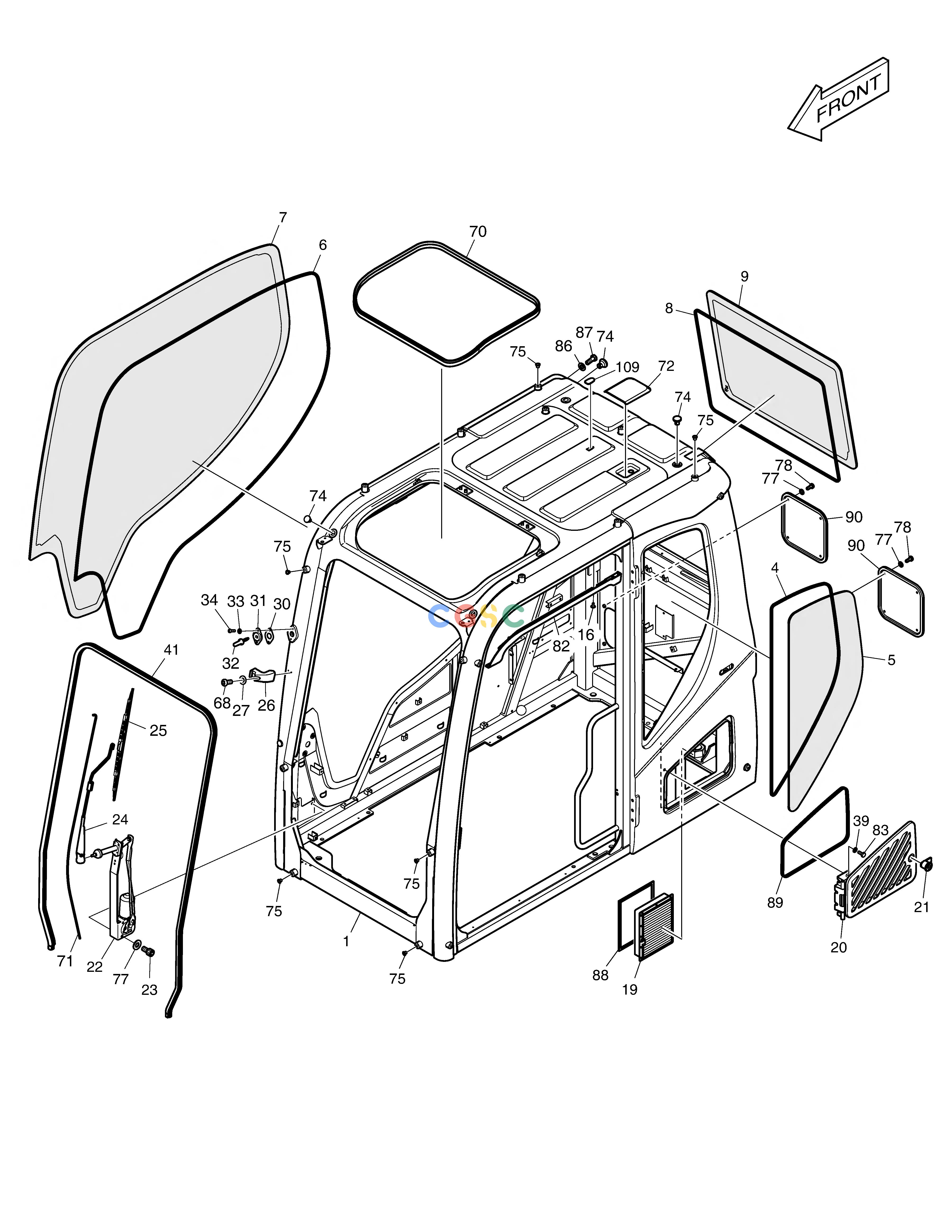 斗山零件查询CABIN(1) - ROPS DX360LCA(S/N:5950~) Doosan parts catalog online