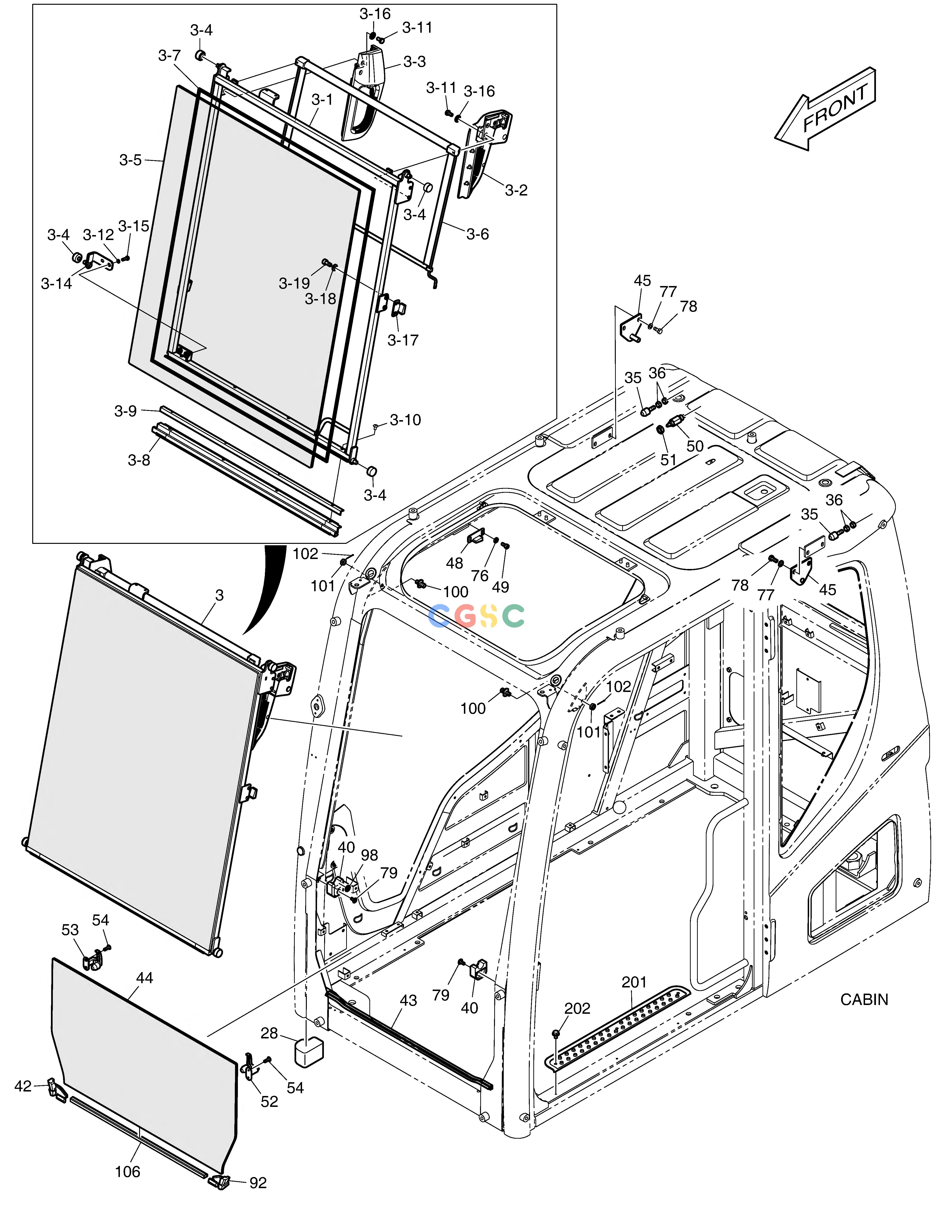 斗山零件查询CABIN(2) - ROPS DX360LCA(S/N:5950~) Doosan parts catalog online