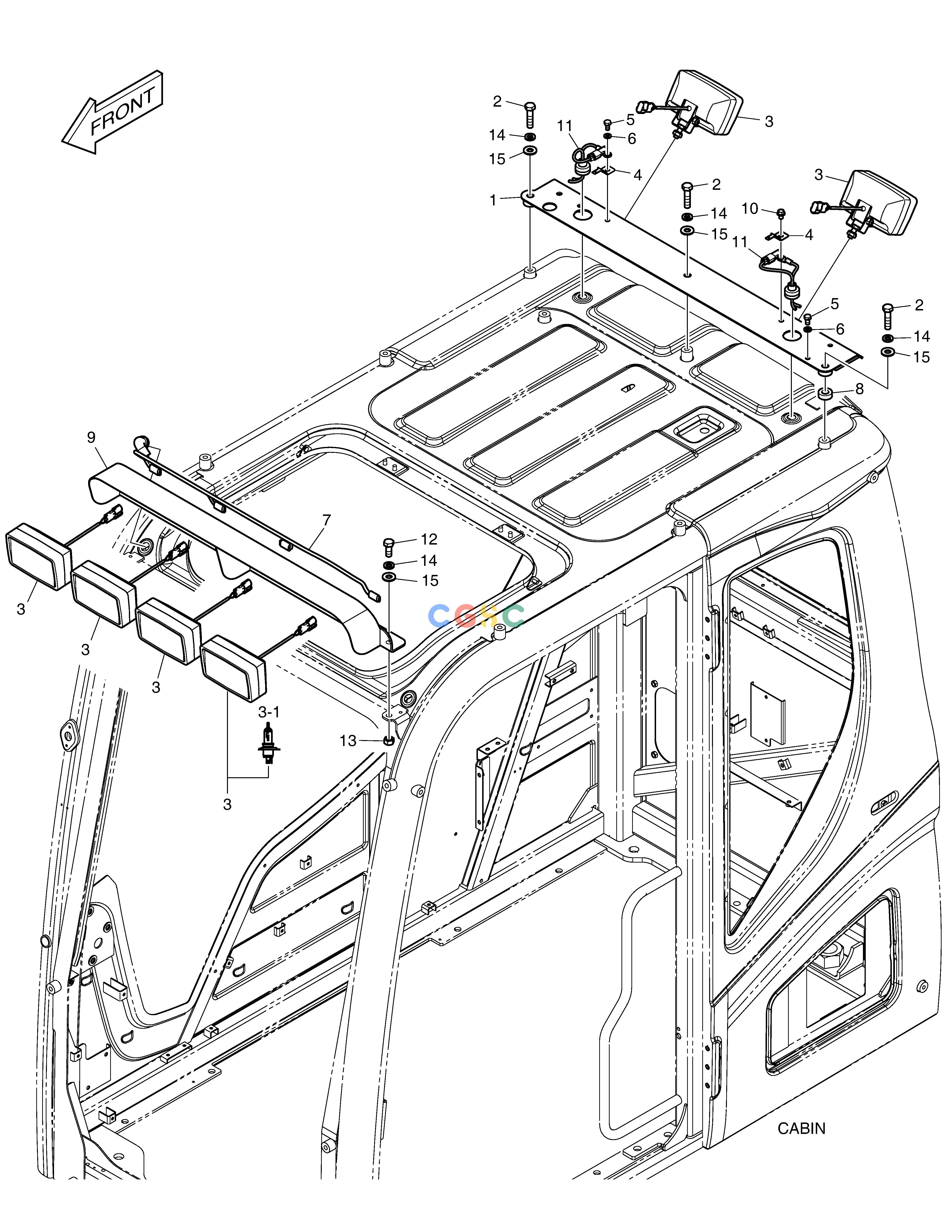 斗山零件查询WORKING LAMP(6-LAMP) - ROPS DX360LCA(S/N:5950~) Doosan parts catalog online