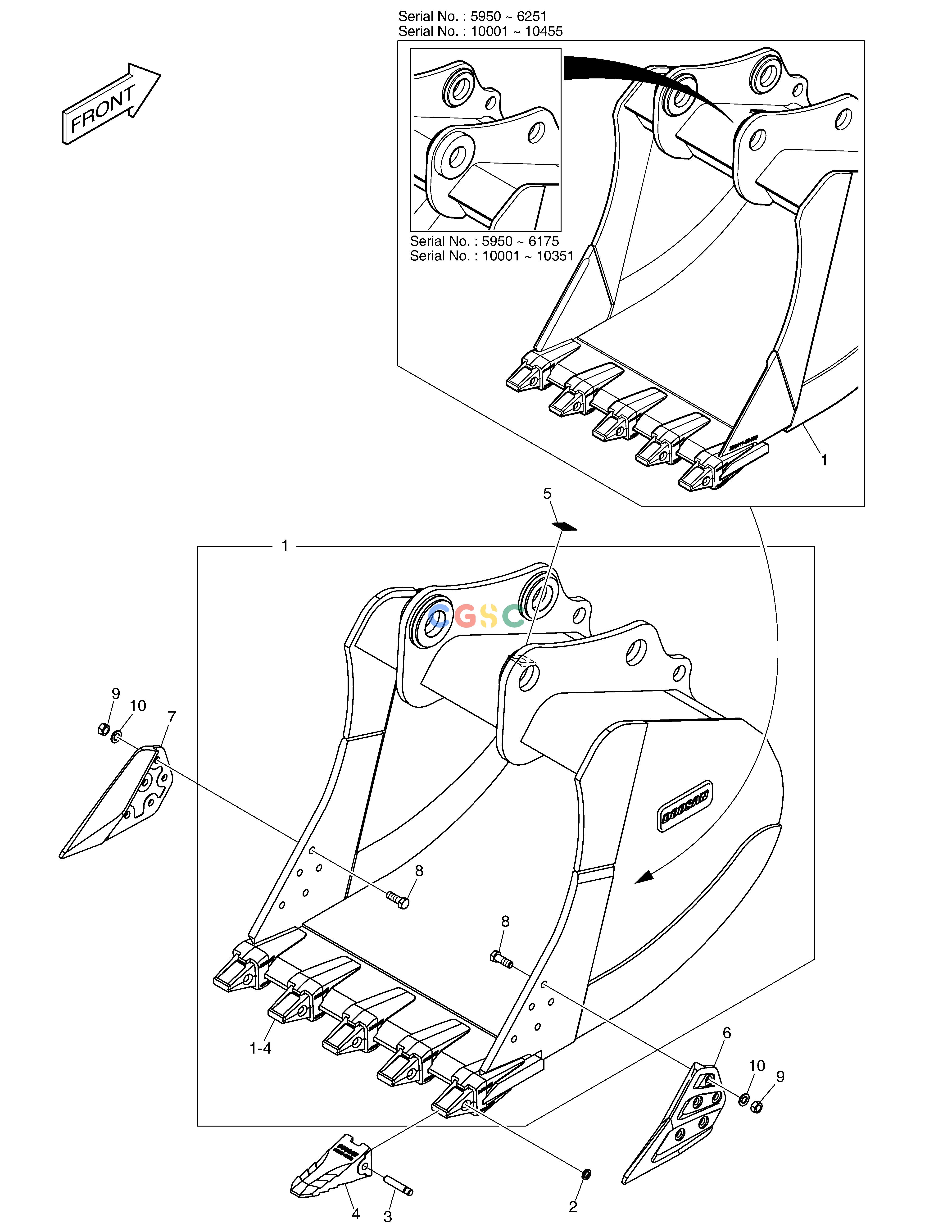 斗山零件查询BUCKET ASS´Y - 1.44m³ - H CLASS DX360LCA(S/N:5950~) Doosan parts catalog online