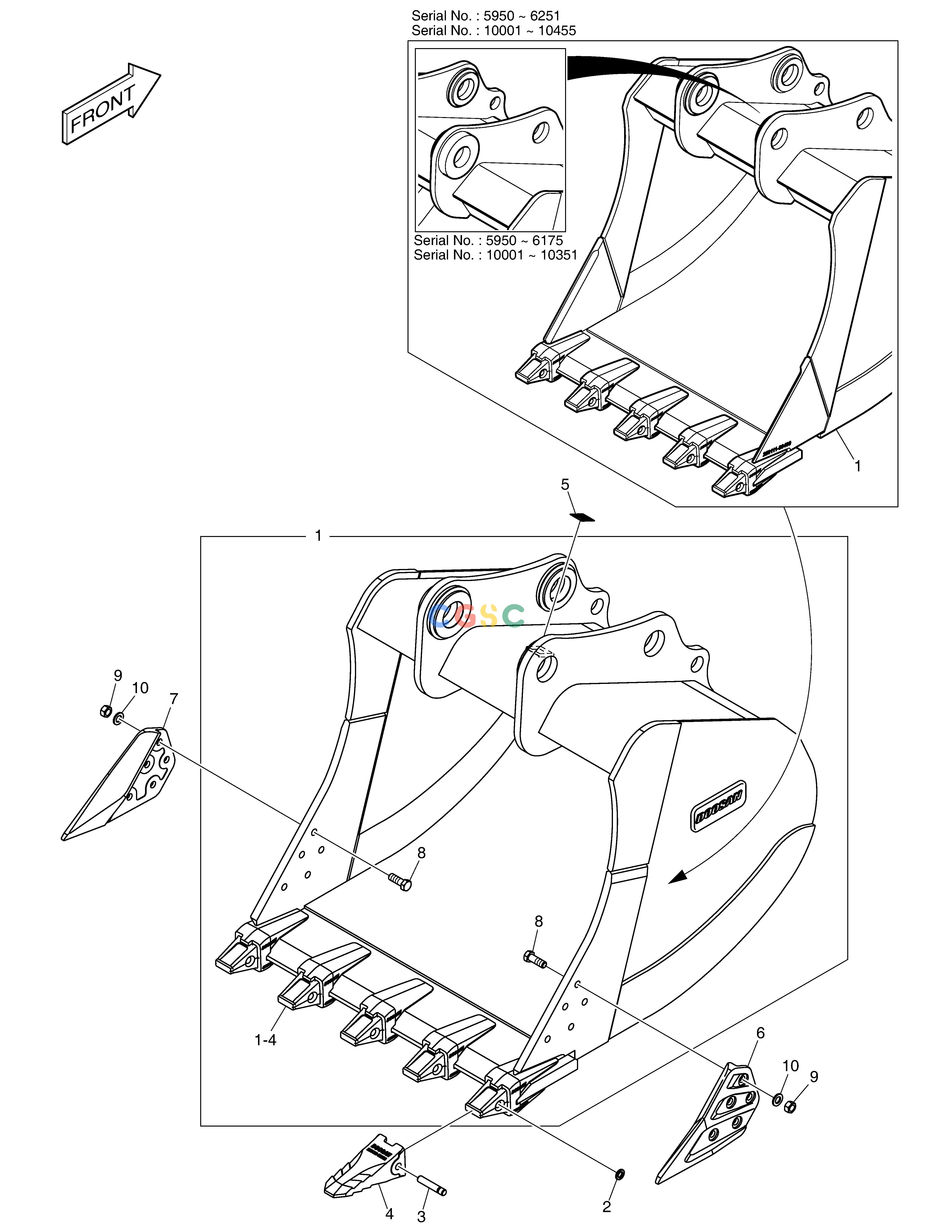 斗山零件查询BUCKET ASS´Y - 1.66m³ - H CLASS DX360LCA(S/N:5950~) Doosan parts catalog online