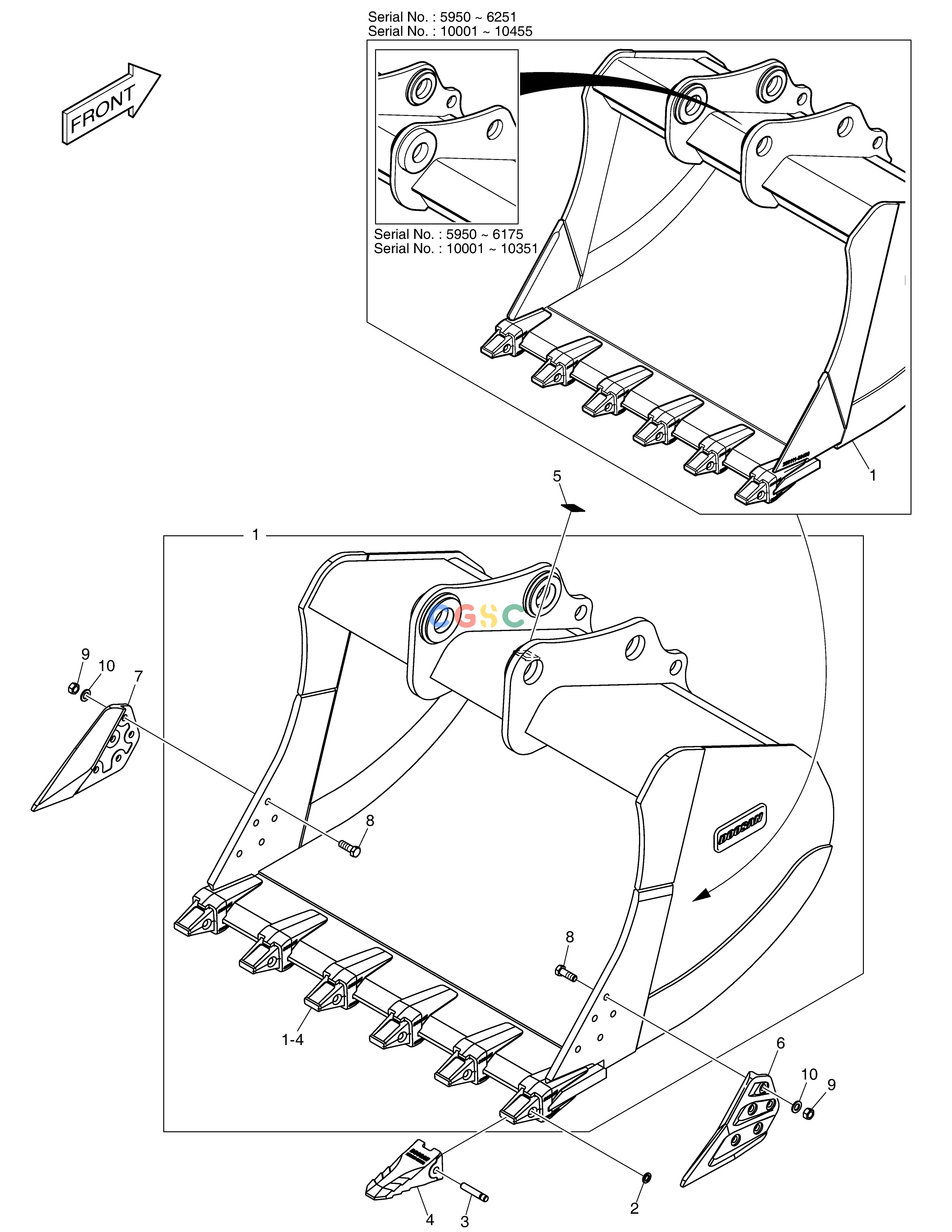 斗山零件查询BUCKET ASS´Y - 2.32m³ - H CLASS DX360LCA(S/N:5950~) Doosan parts catalog online