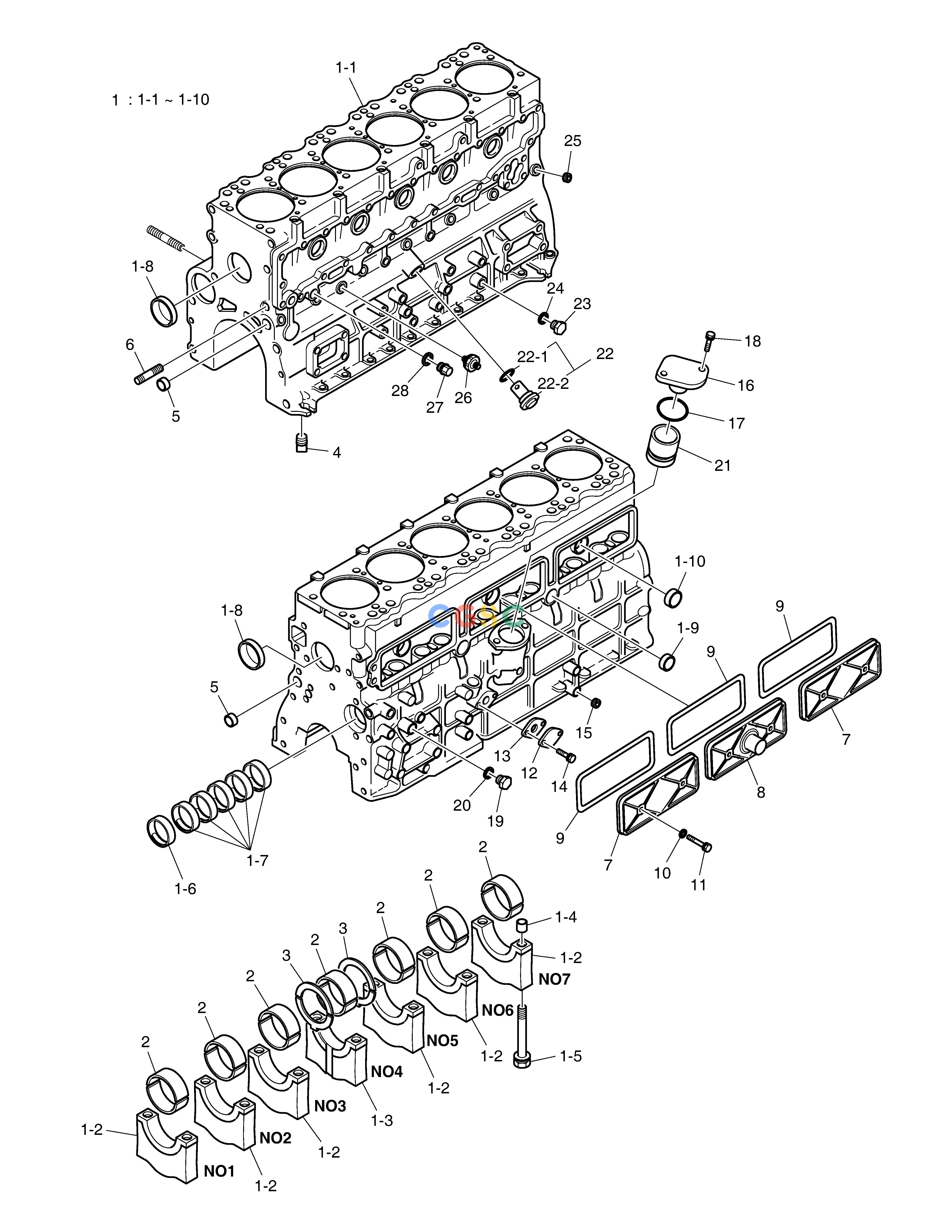 斗山零件查询CYLINDER BLOCK DX200A Doosan parts catalog online