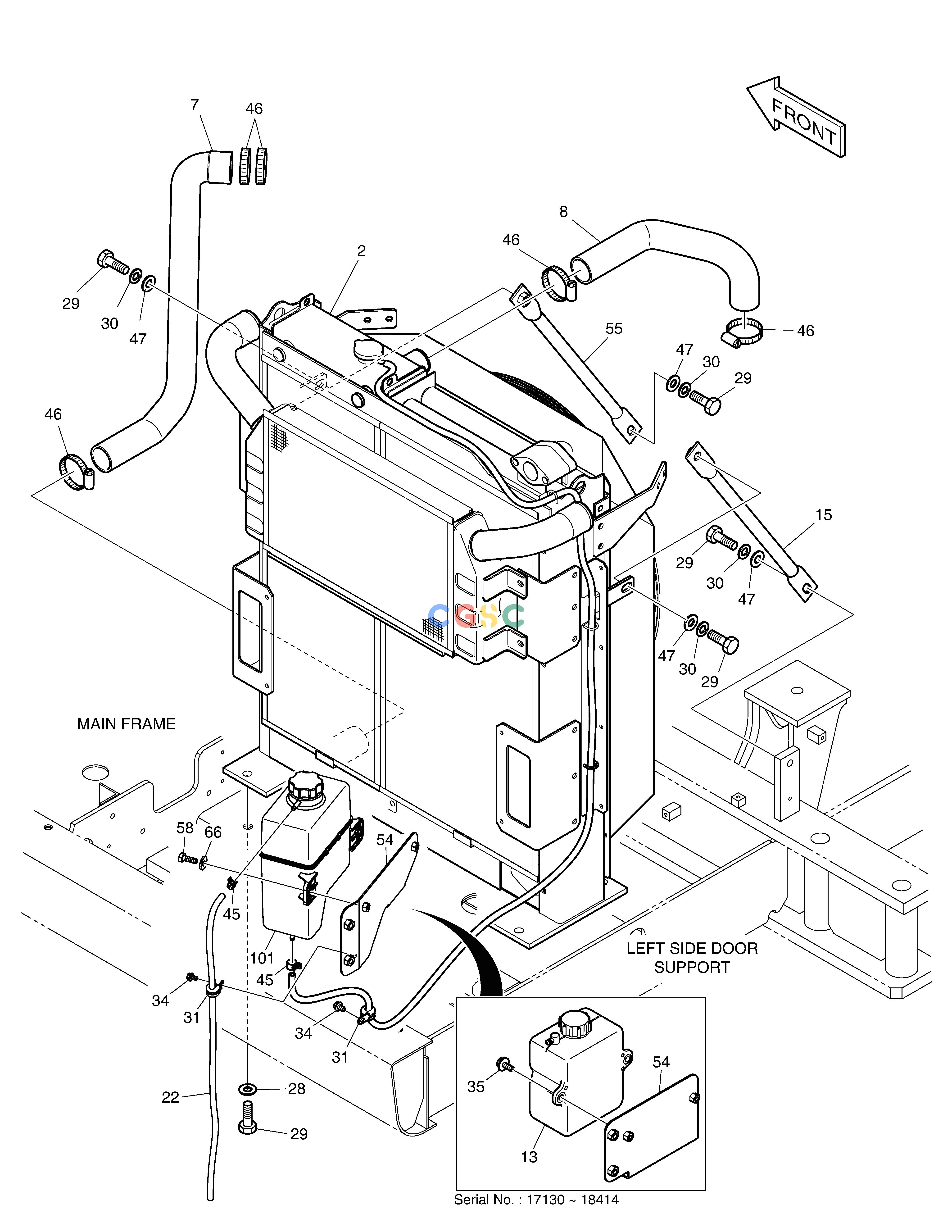 斗山零件查询RADIATOR MOUNTING DX200A Doosan parts catalog online