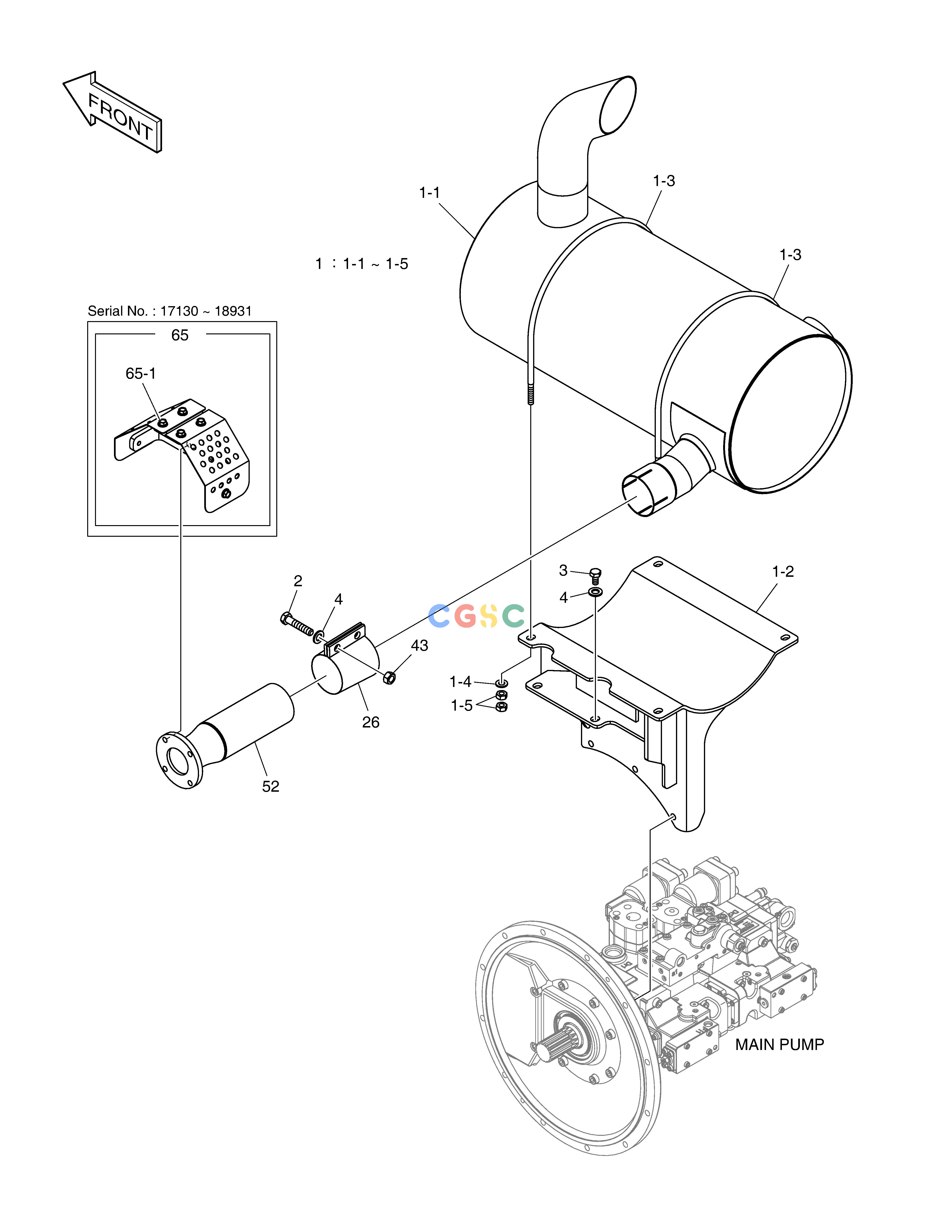 斗山零件查询MUFFLER DX200A Doosan parts catalog online
