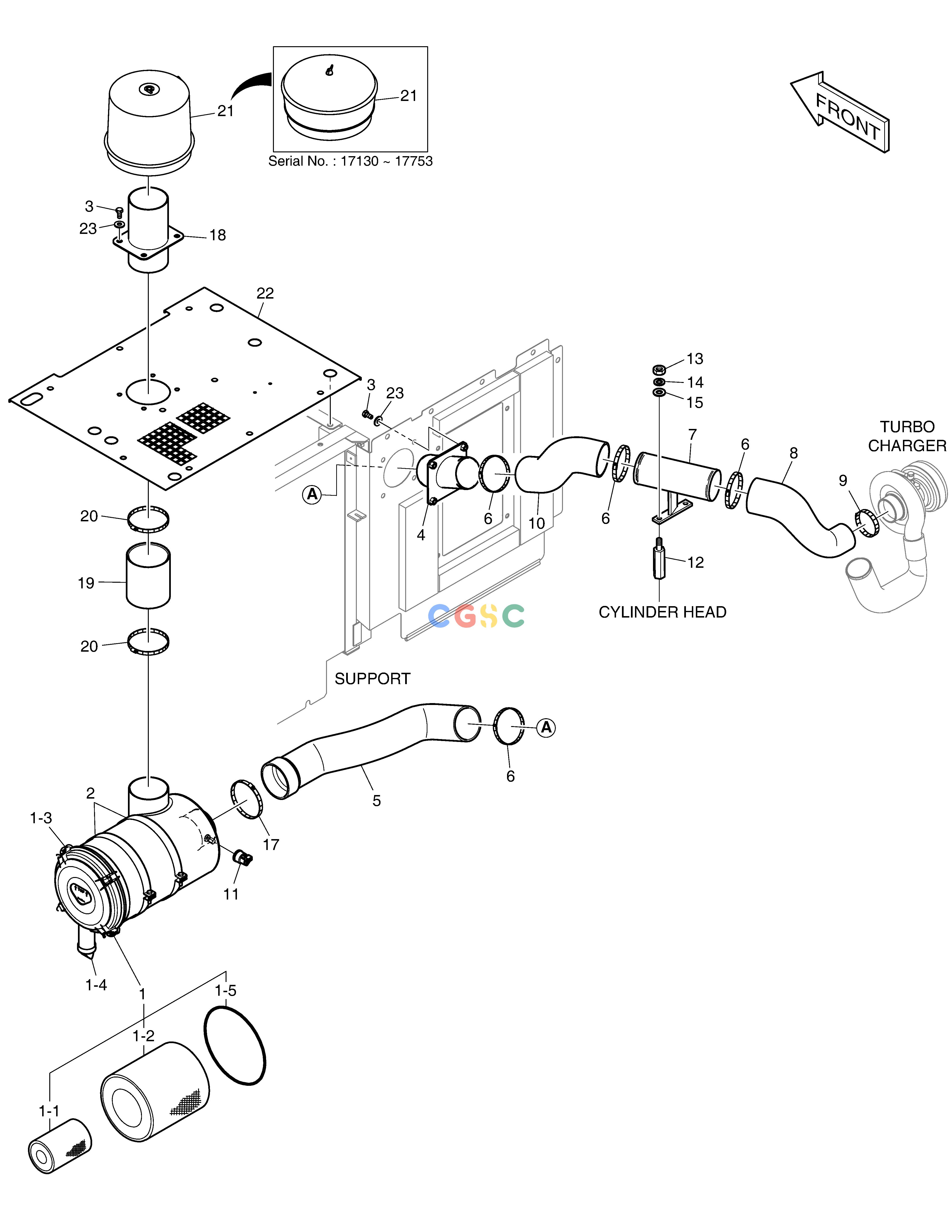 斗山零件查询AIR CLEANER DX200A Doosan parts catalog online