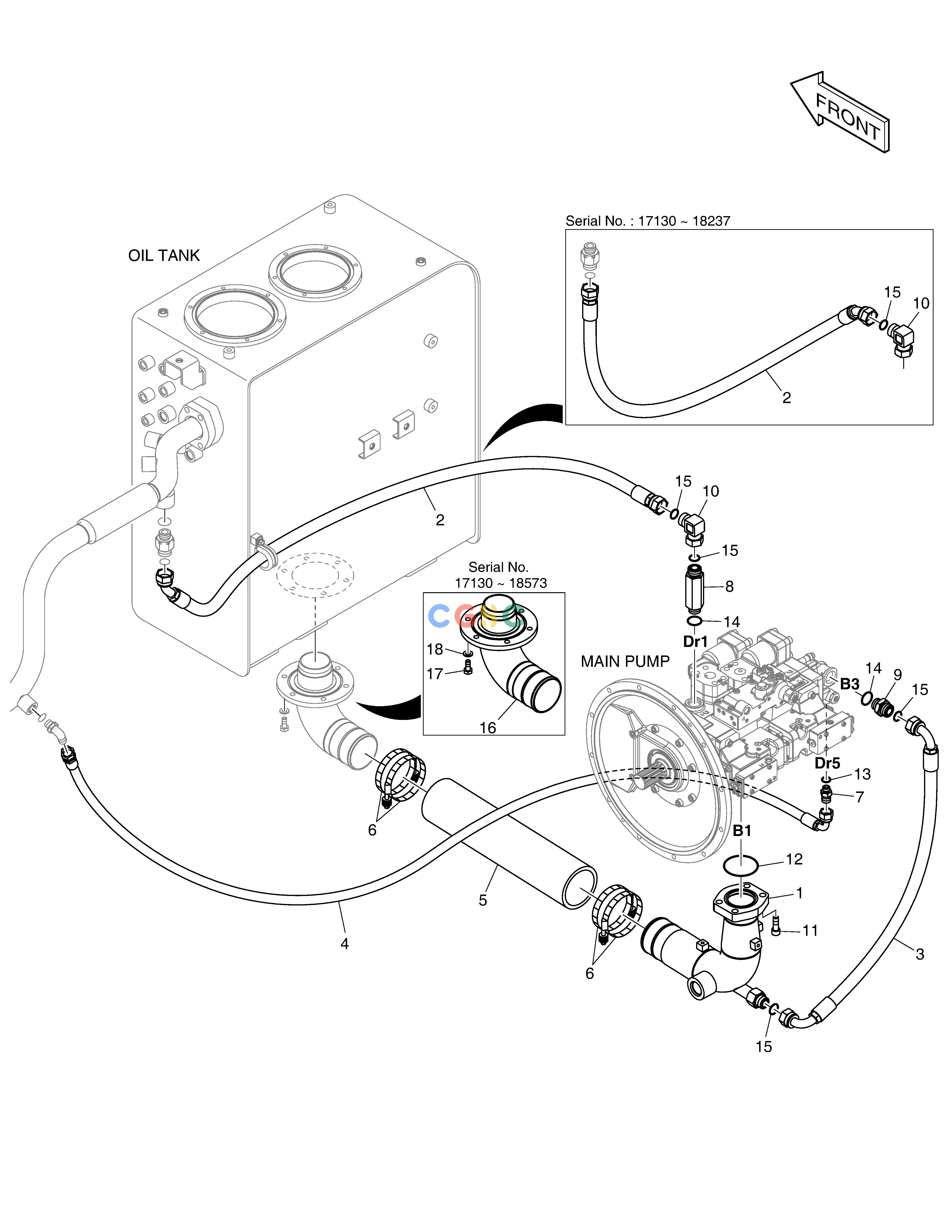 斗山零件查询OIL COOLER PIPING(1) DX200A Doosan parts catalog online