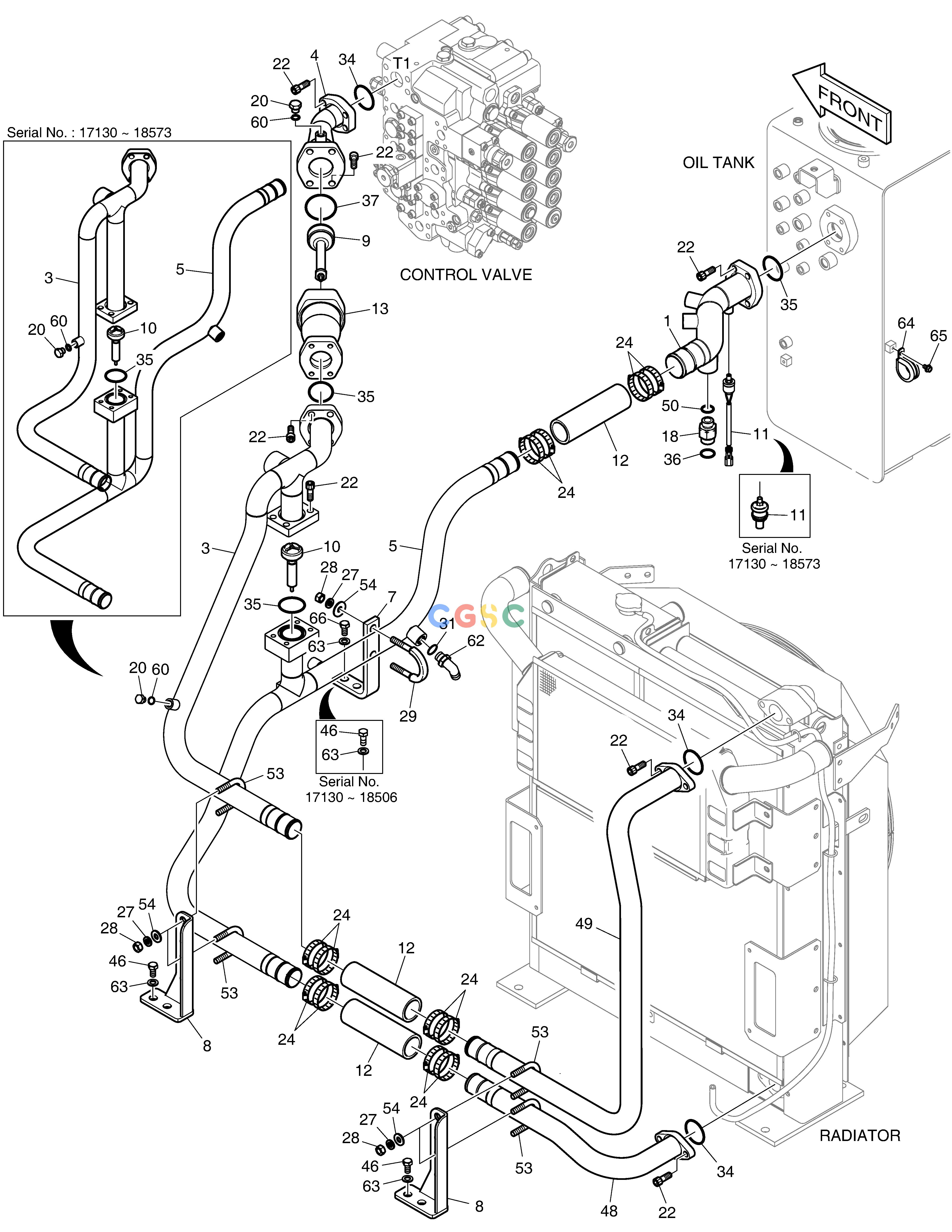斗山零件查询OIL COOLER PIPING(2) DX200A Doosan parts catalog online