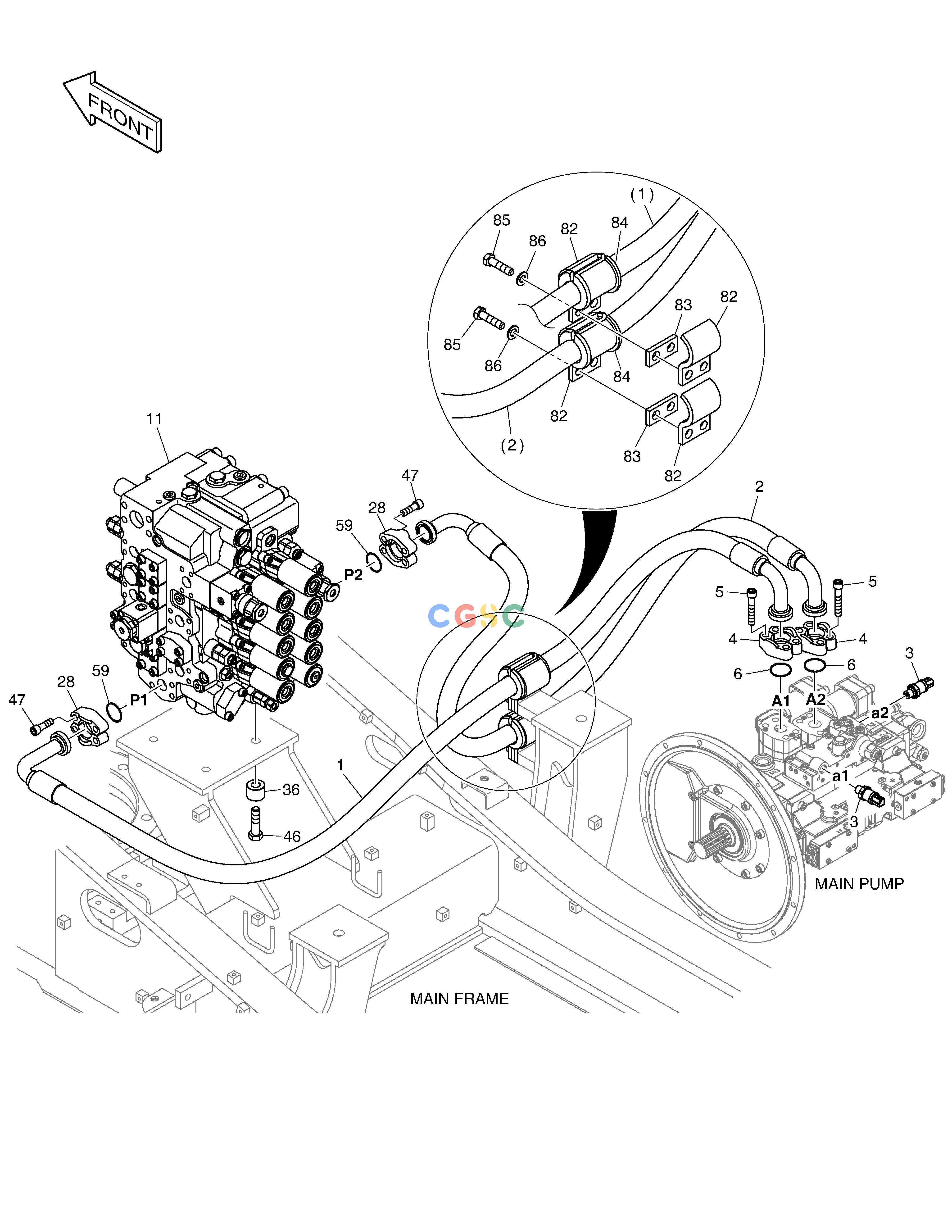 斗山零件查询MAIN PIPING(1) - PUMP DX200A Doosan parts catalog online