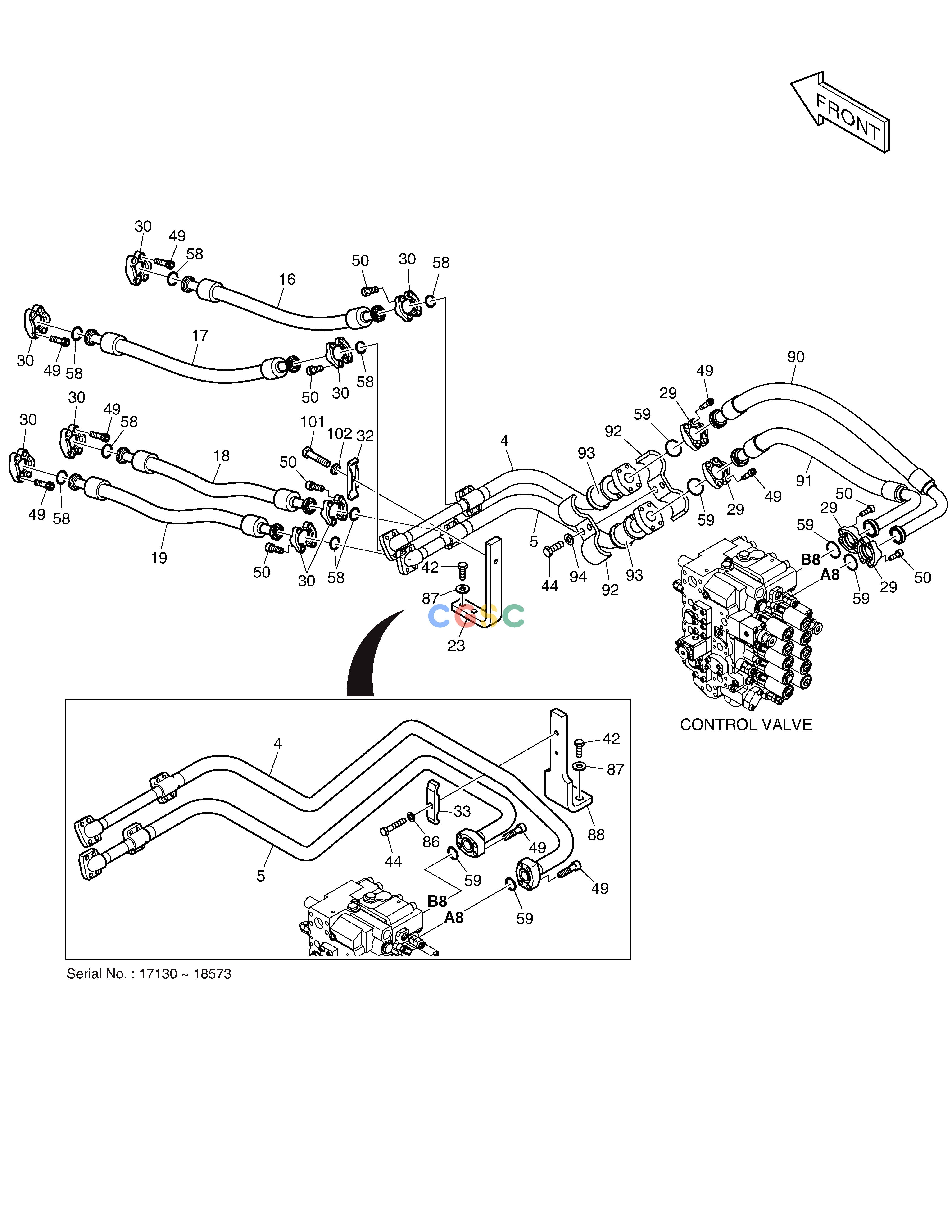 斗山零件查询MAIN PIPING(2) - BOOM DX200A Doosan parts catalog online