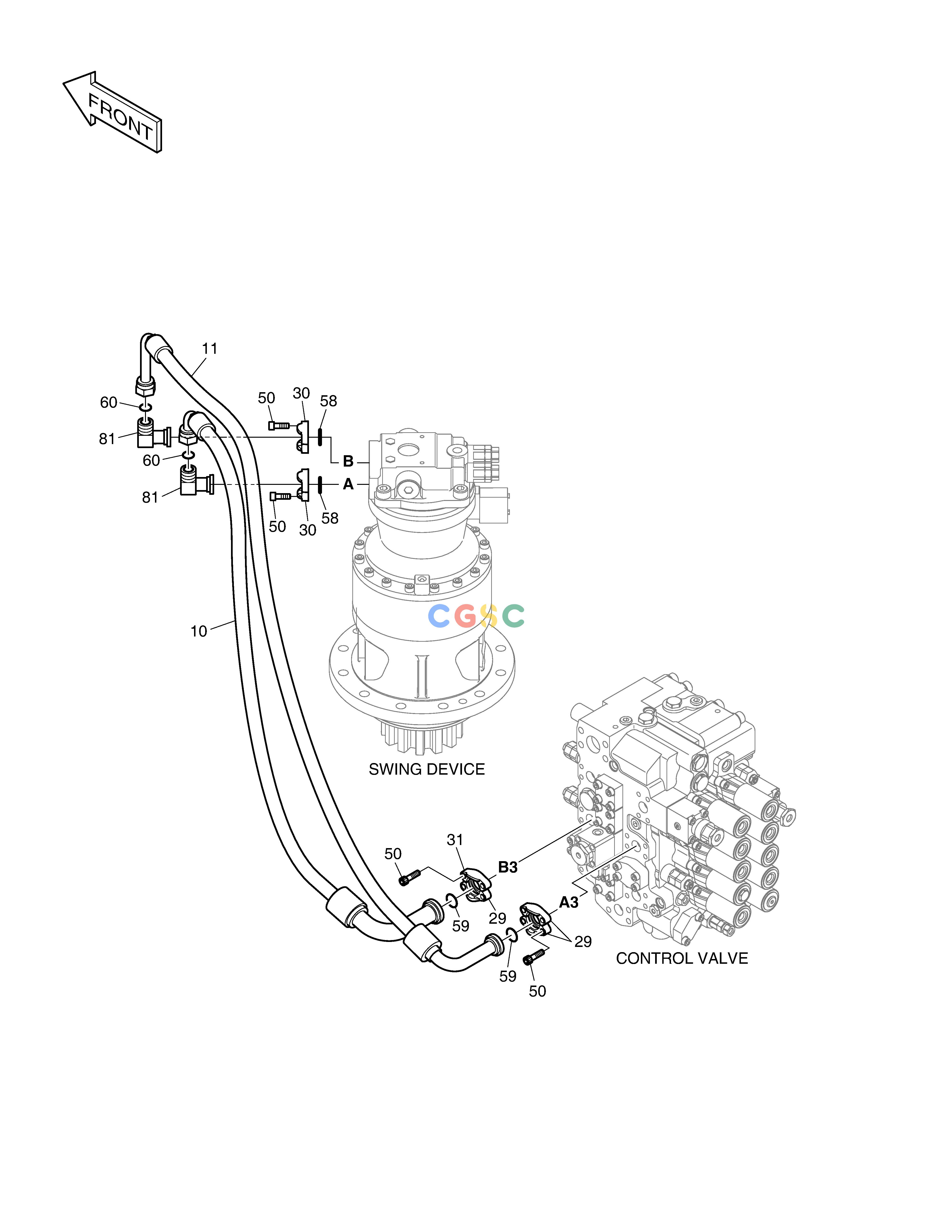 斗山零件查询MAIN PIPING(4) - SWING DX200A Doosan parts catalog online