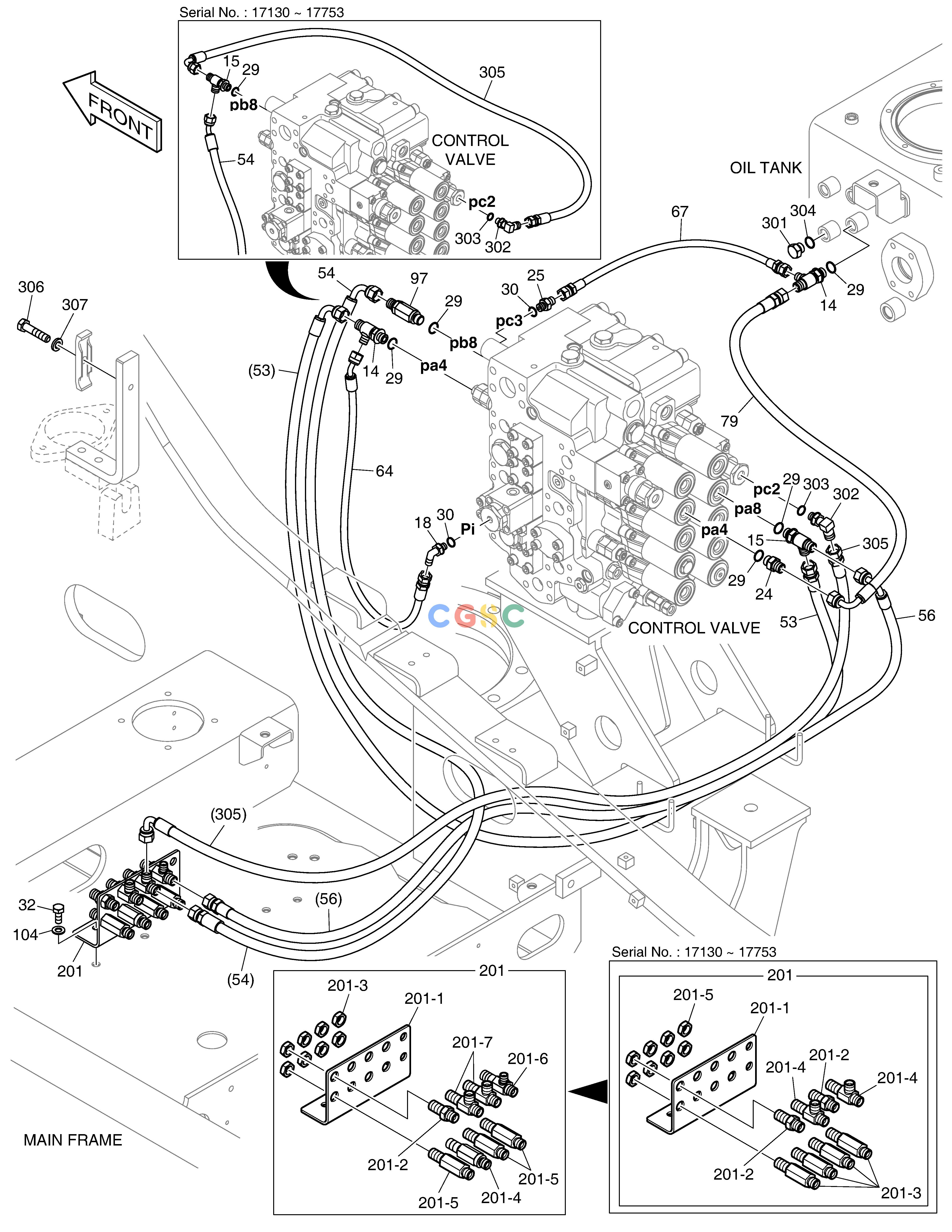 斗山零件查询PILOT PIPING(2) - BOOM DX200A Doosan parts catalog online