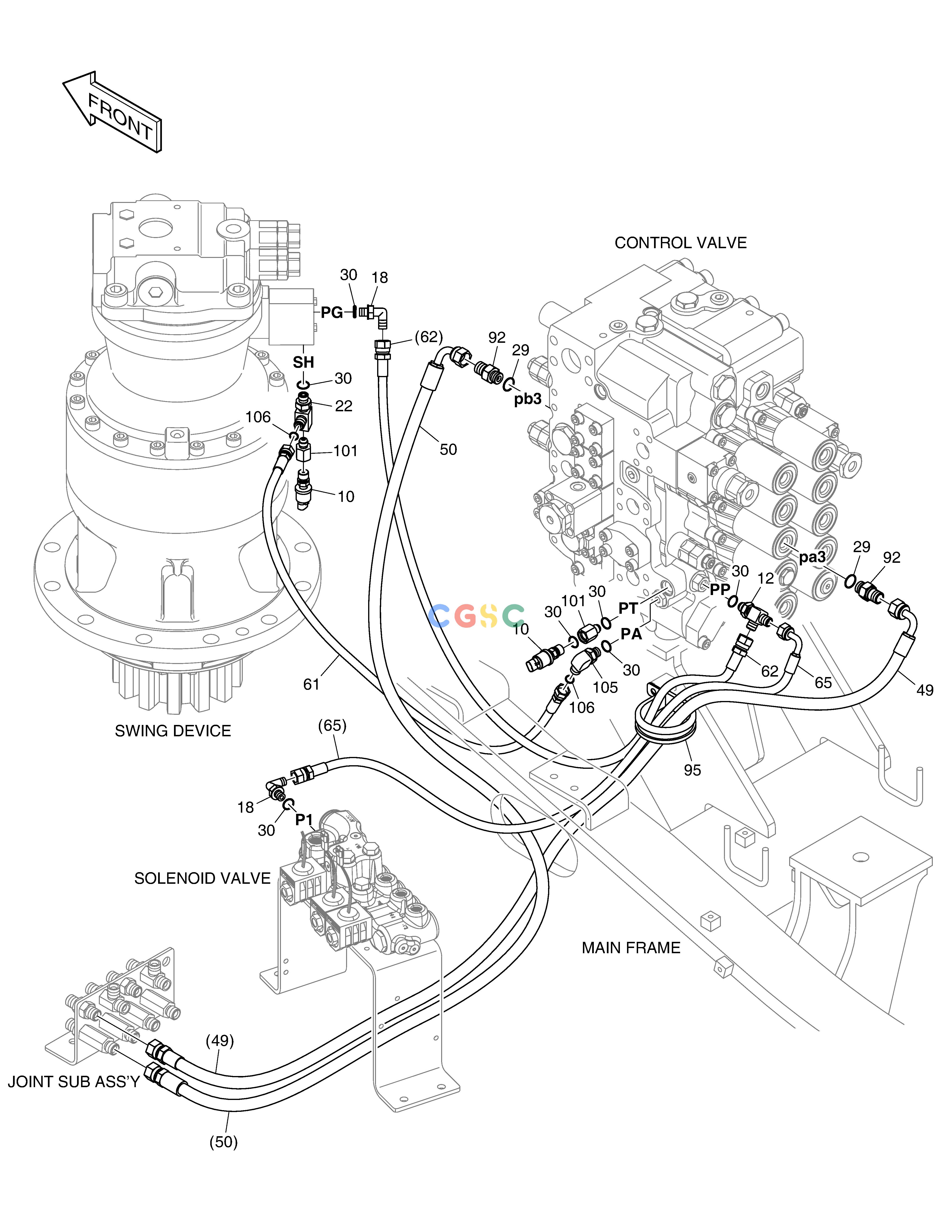 斗山零件查询PILOT PIPING(5) - SWING DX200A Doosan parts catalog online