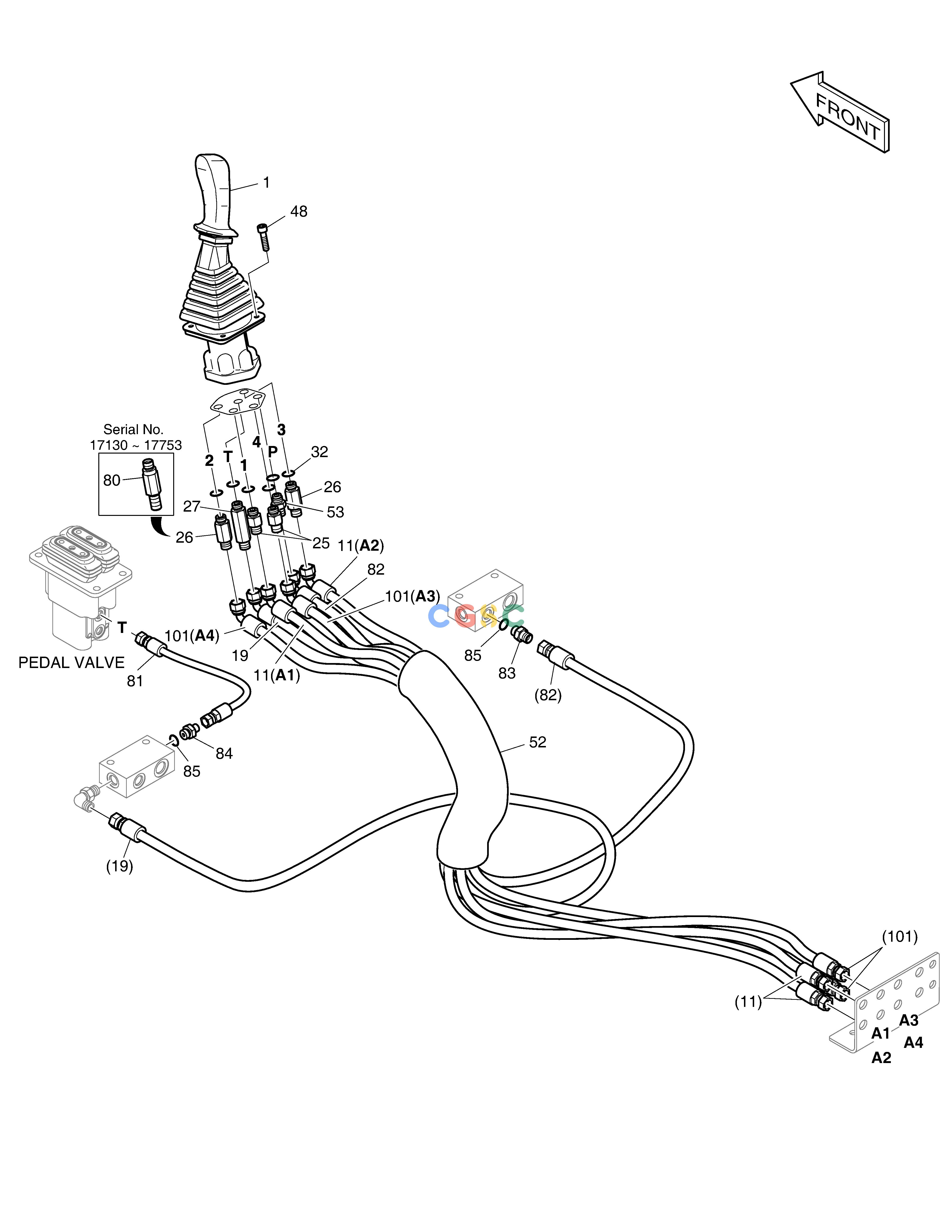斗山零件查询PILOT PIPING(8) - JOYSTICK(L.H) DX200A Doosan parts catalog online