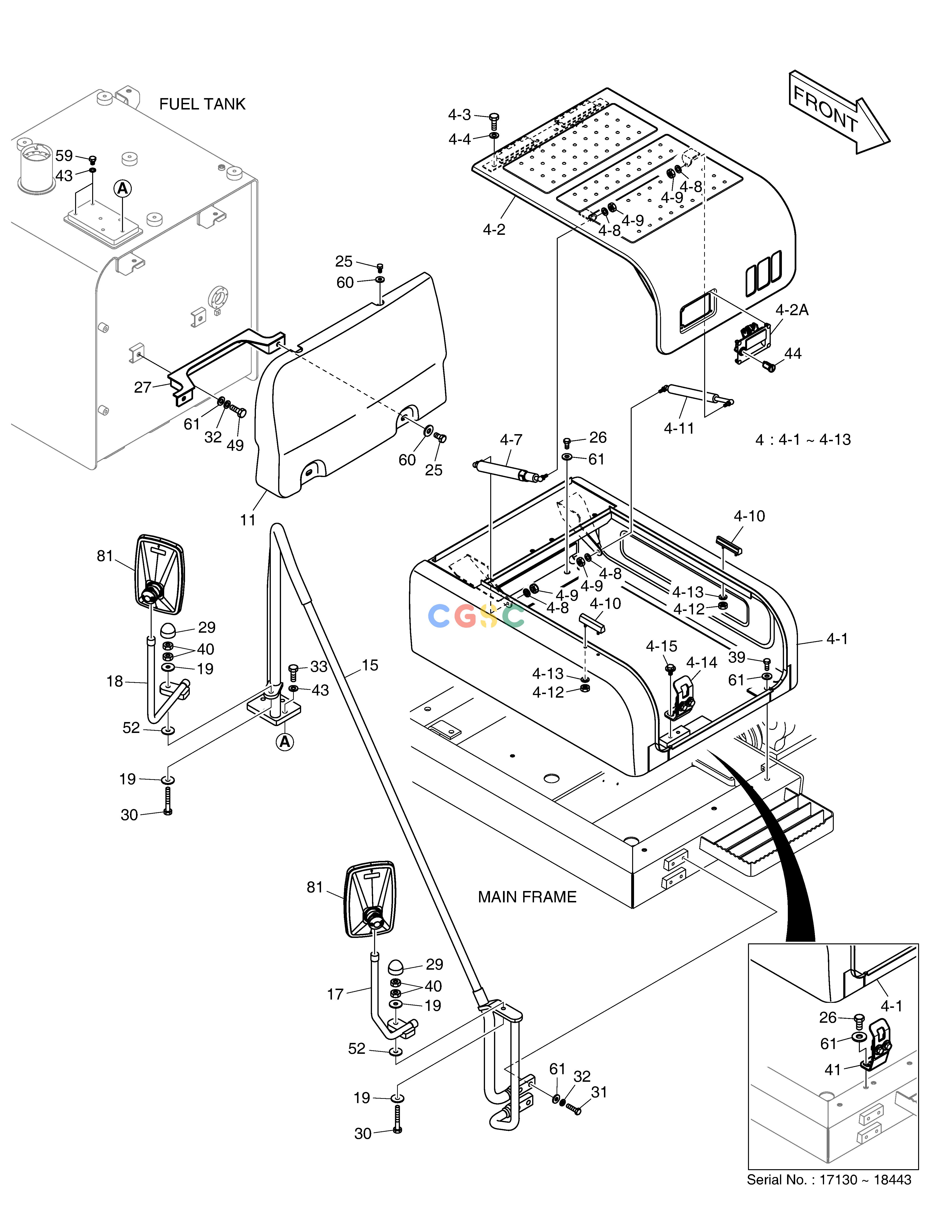 斗山零件查询BATTERY COVER DX200A Doosan parts catalog online