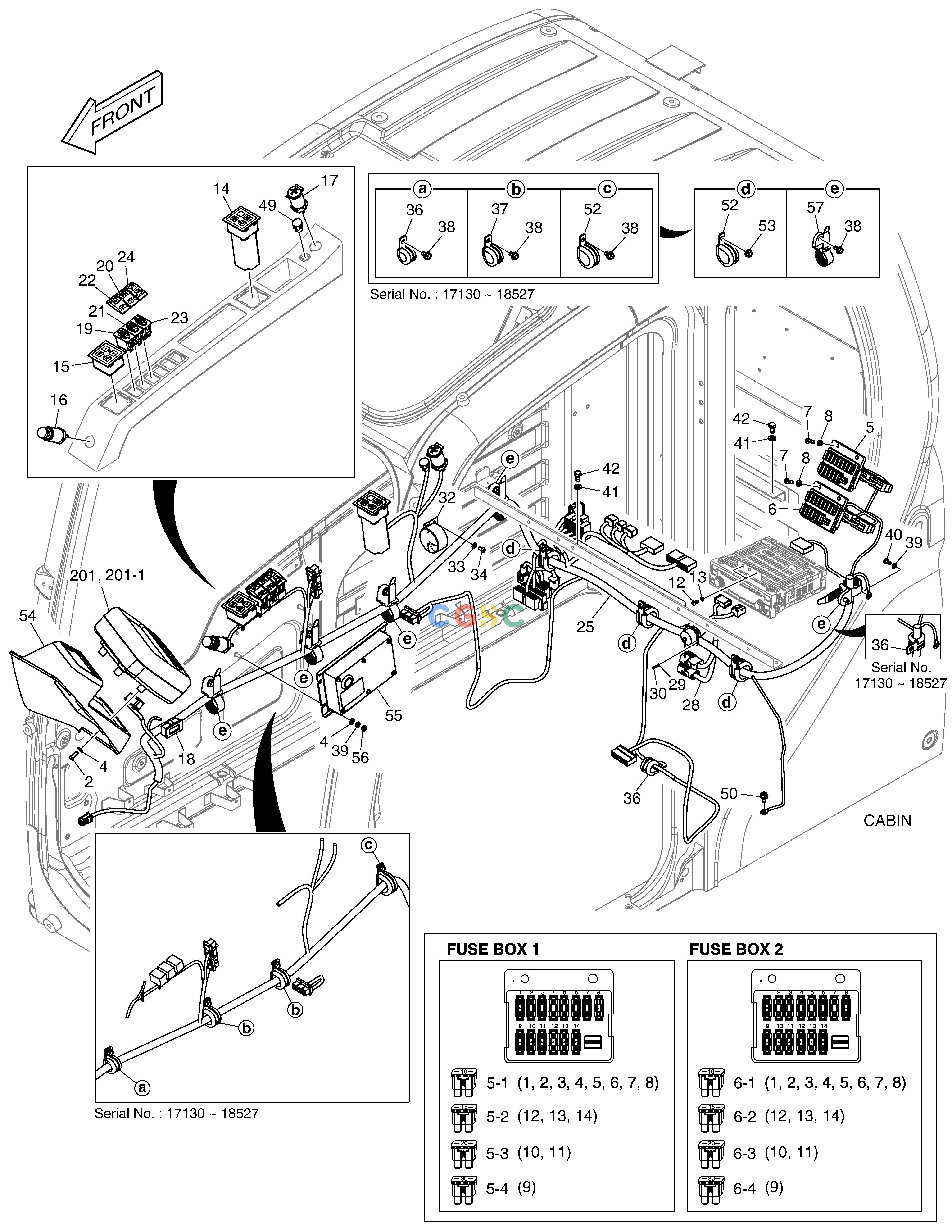 斗山零件查询ELECTRIC PARTS - CABIN DX200A Doosan parts catalog online