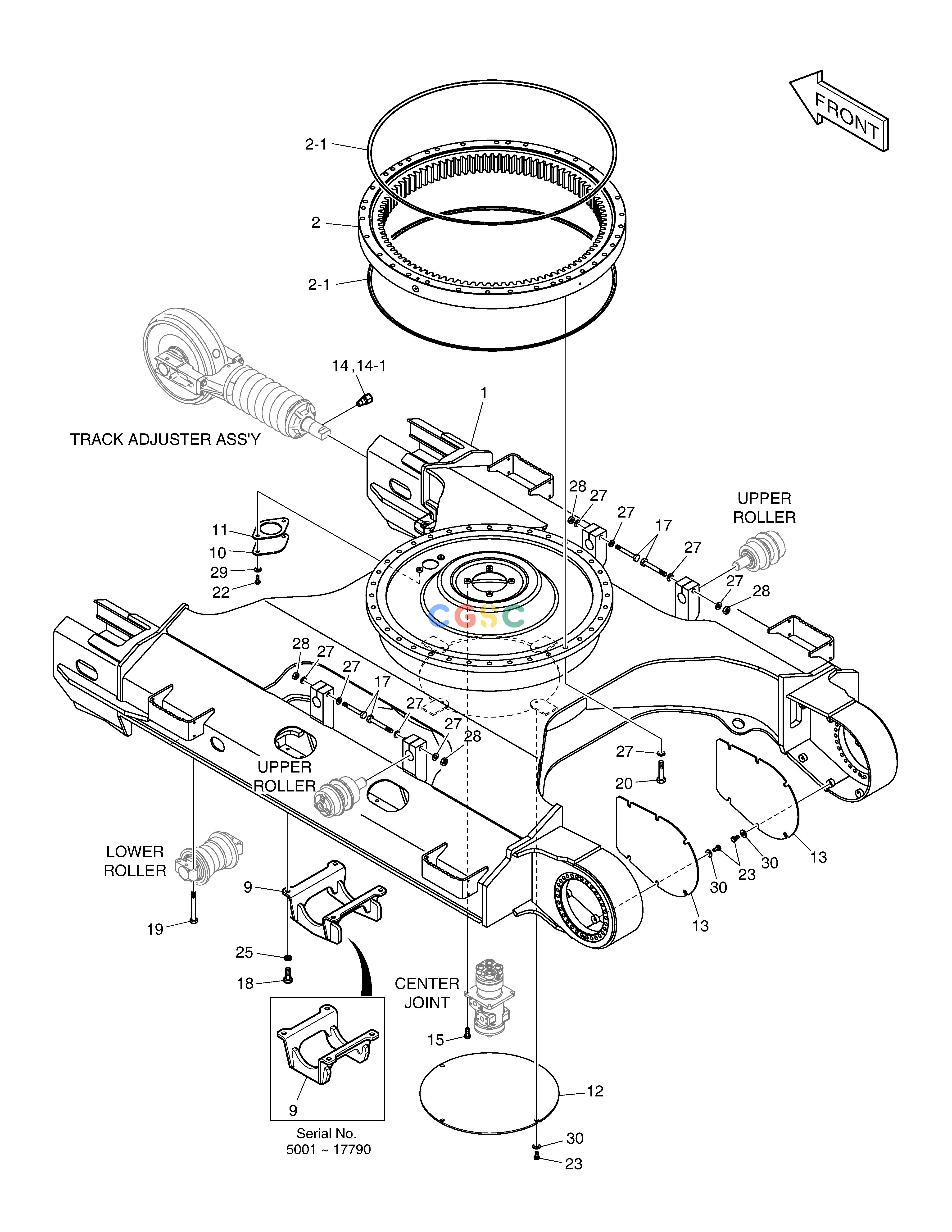 斗山零件查询TRACK FRAME - SHORT & FIXED DX200A Doosan parts catalog online