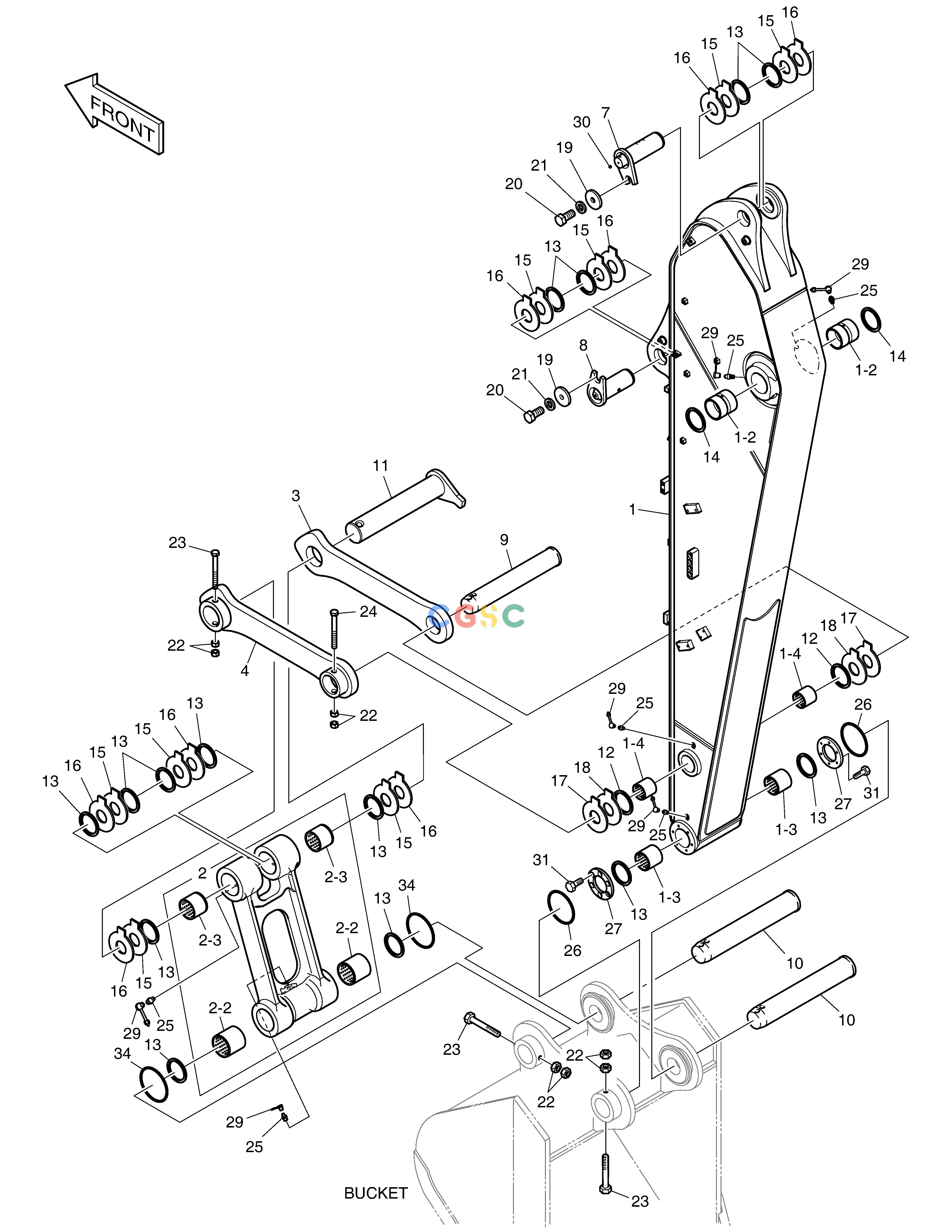 斗山零件查询ARM - 2.9m DX200A Doosan parts catalog online