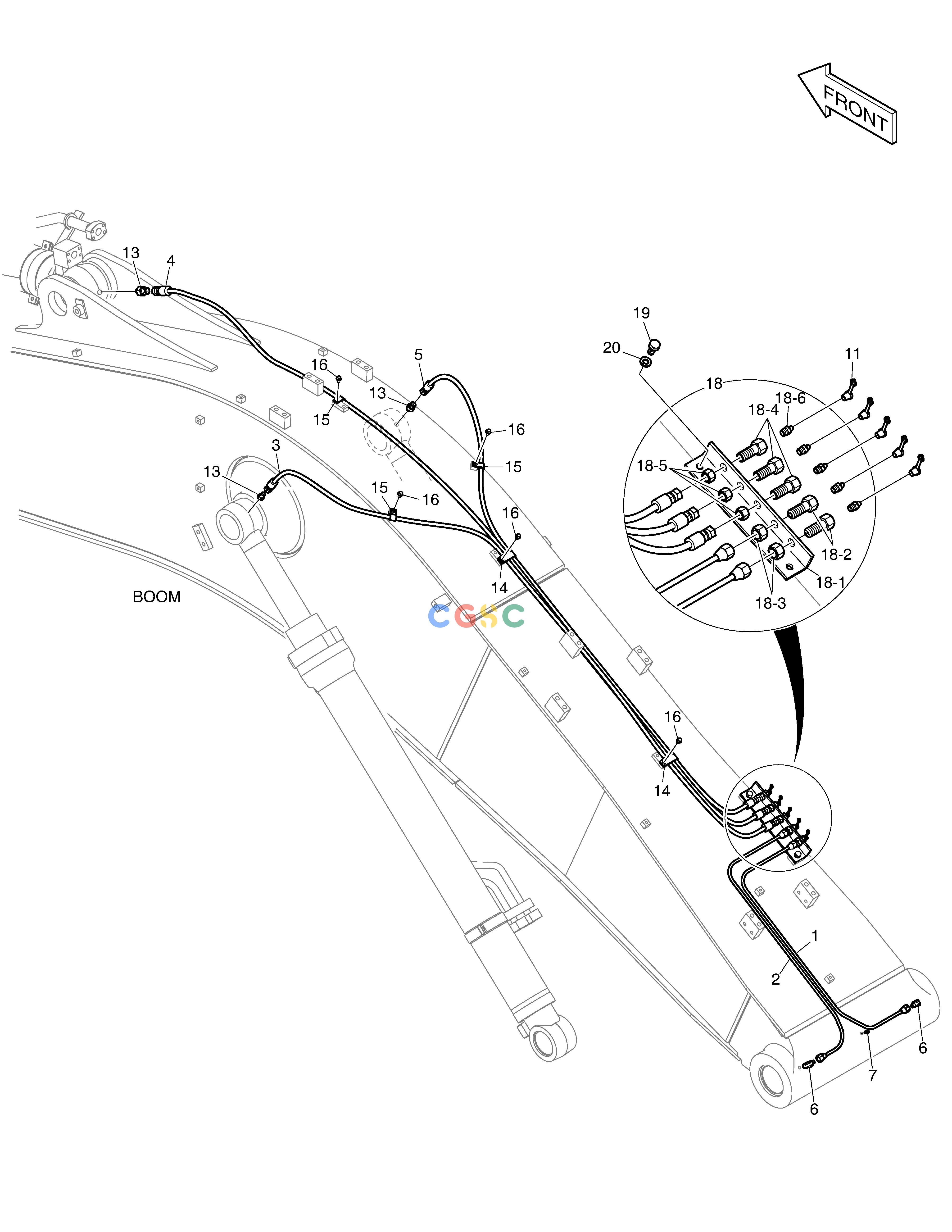 斗山零件查询LUBRICATION PIPING - BOOM DX200A Doosan parts catalog online