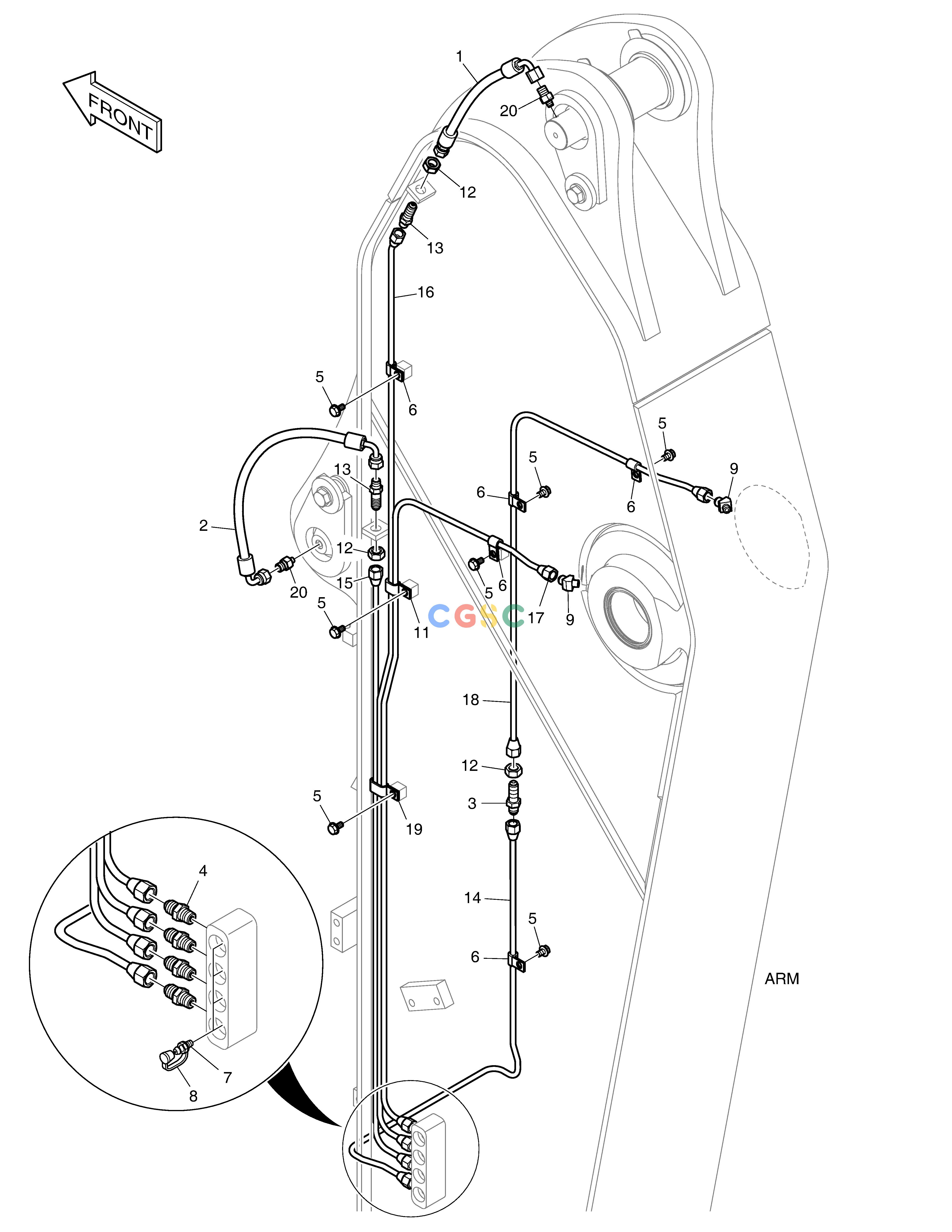 斗山零件查询LUBRICATION PIPING - ARM DX200A Doosan parts catalog online