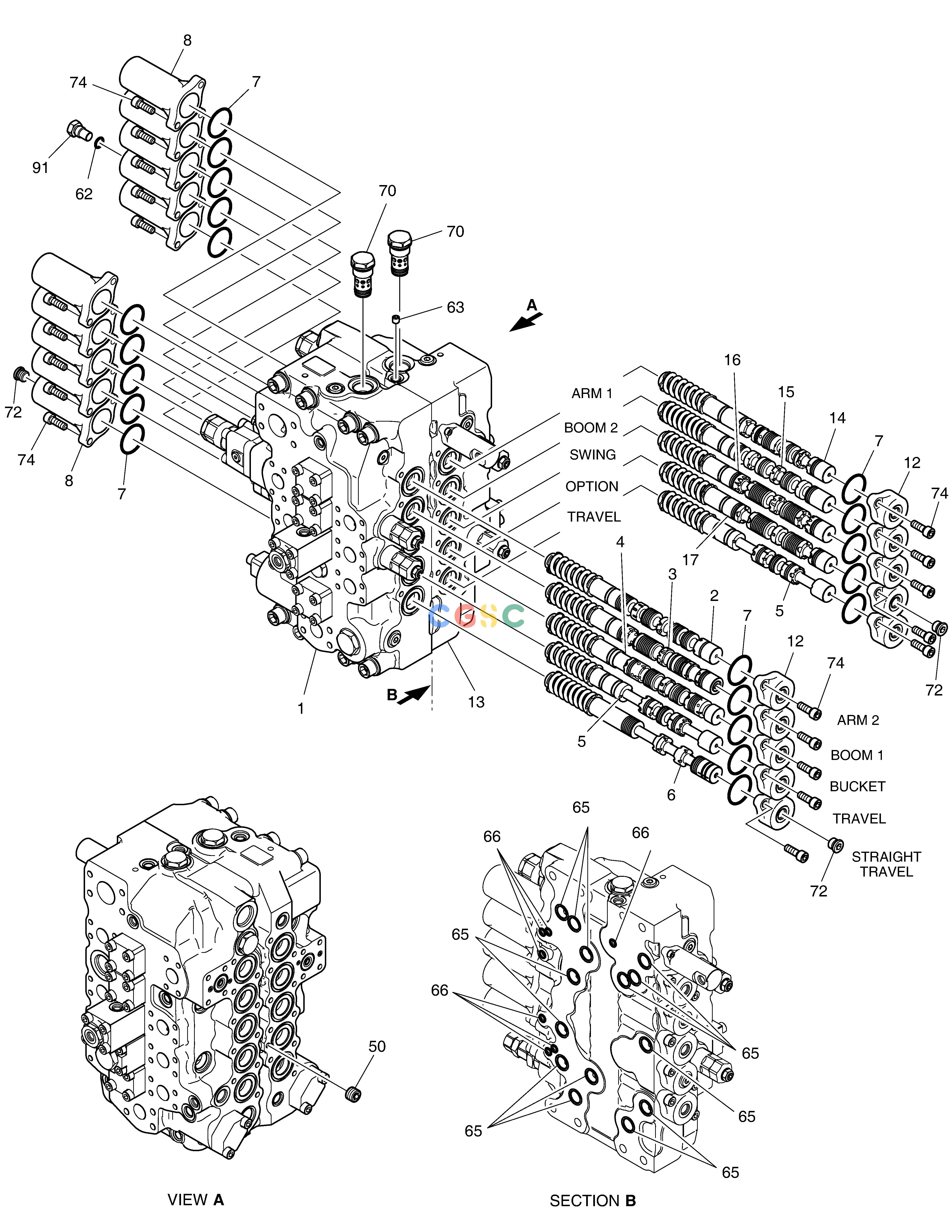 斗山零件查询CONTROL VALVE(2) DX200A Doosan parts catalog online