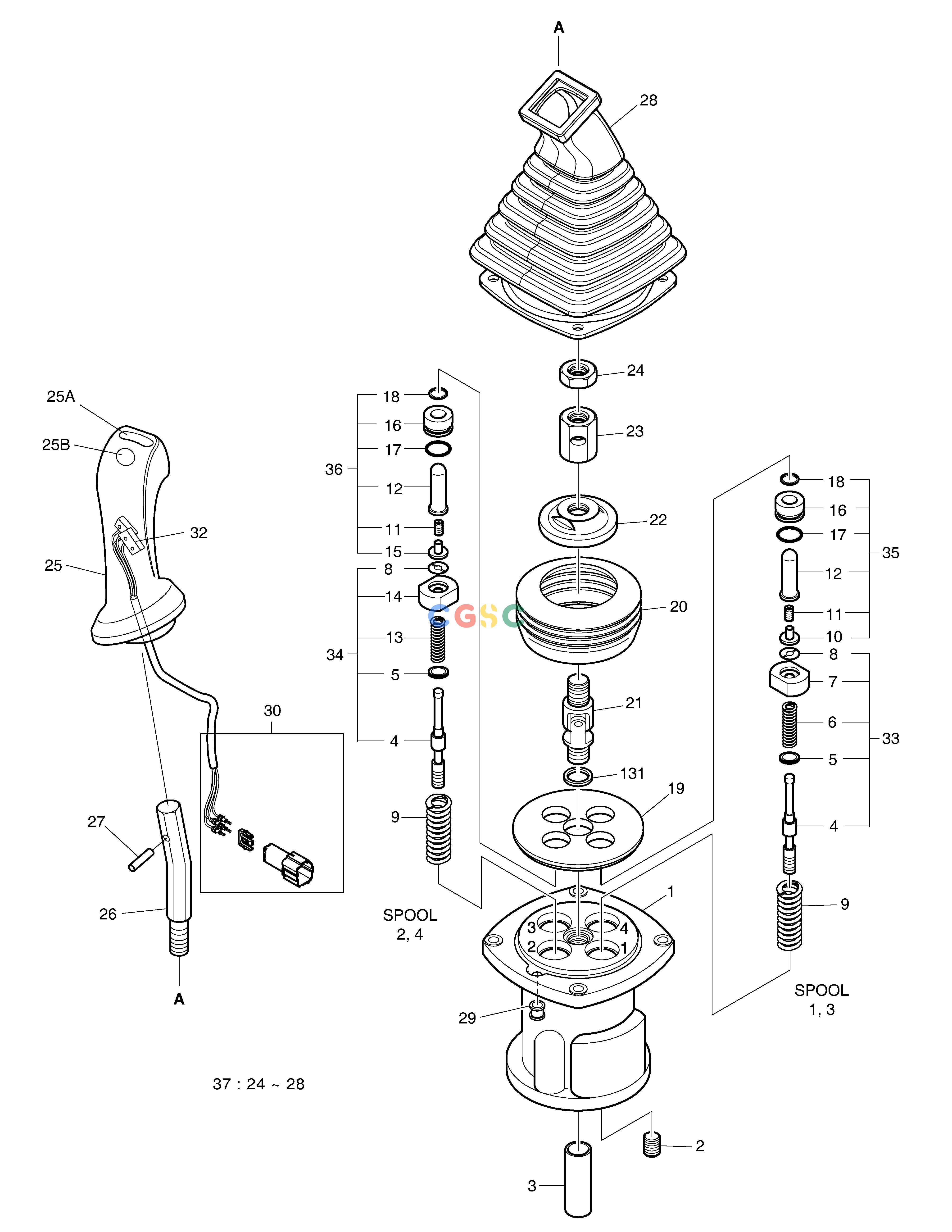 斗山零件查询JOYSTICK VALVE DX200A Doosan parts catalog online