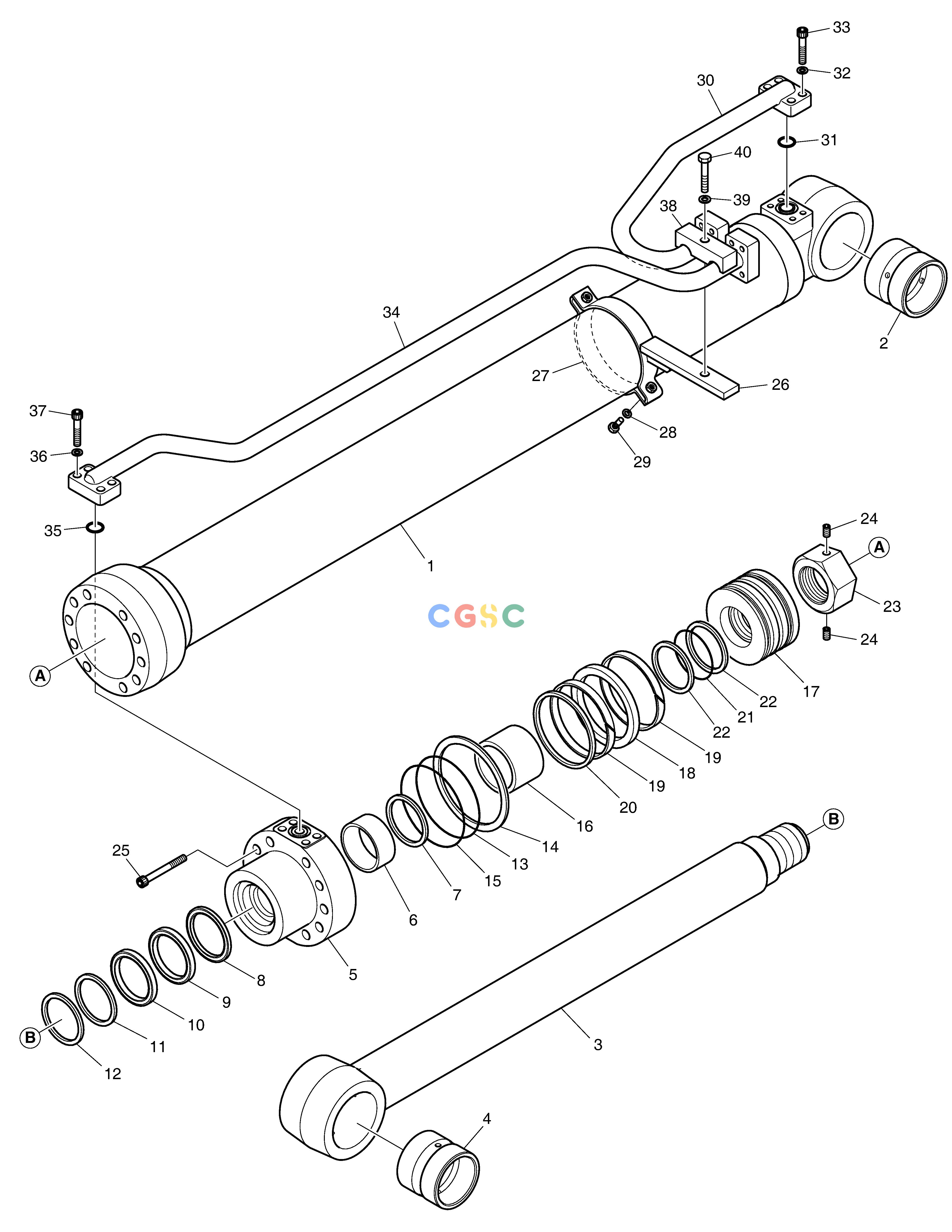 斗山零件查询BOOM CYLINDER - L.H. DX200A Doosan parts catalog online