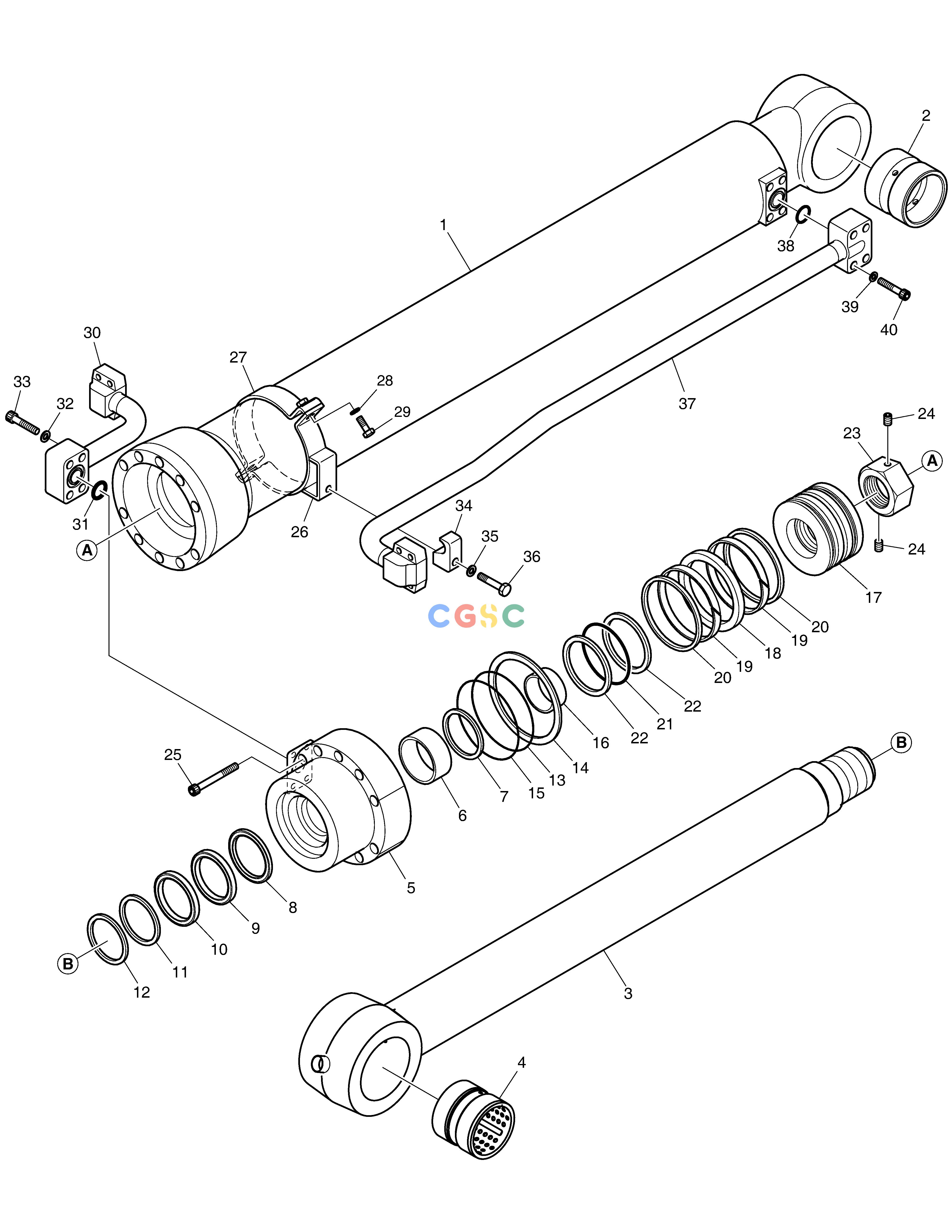 斗山零件查询BUCKET CYLINDER - ARM 2.4m DX200A Doosan parts catalog online