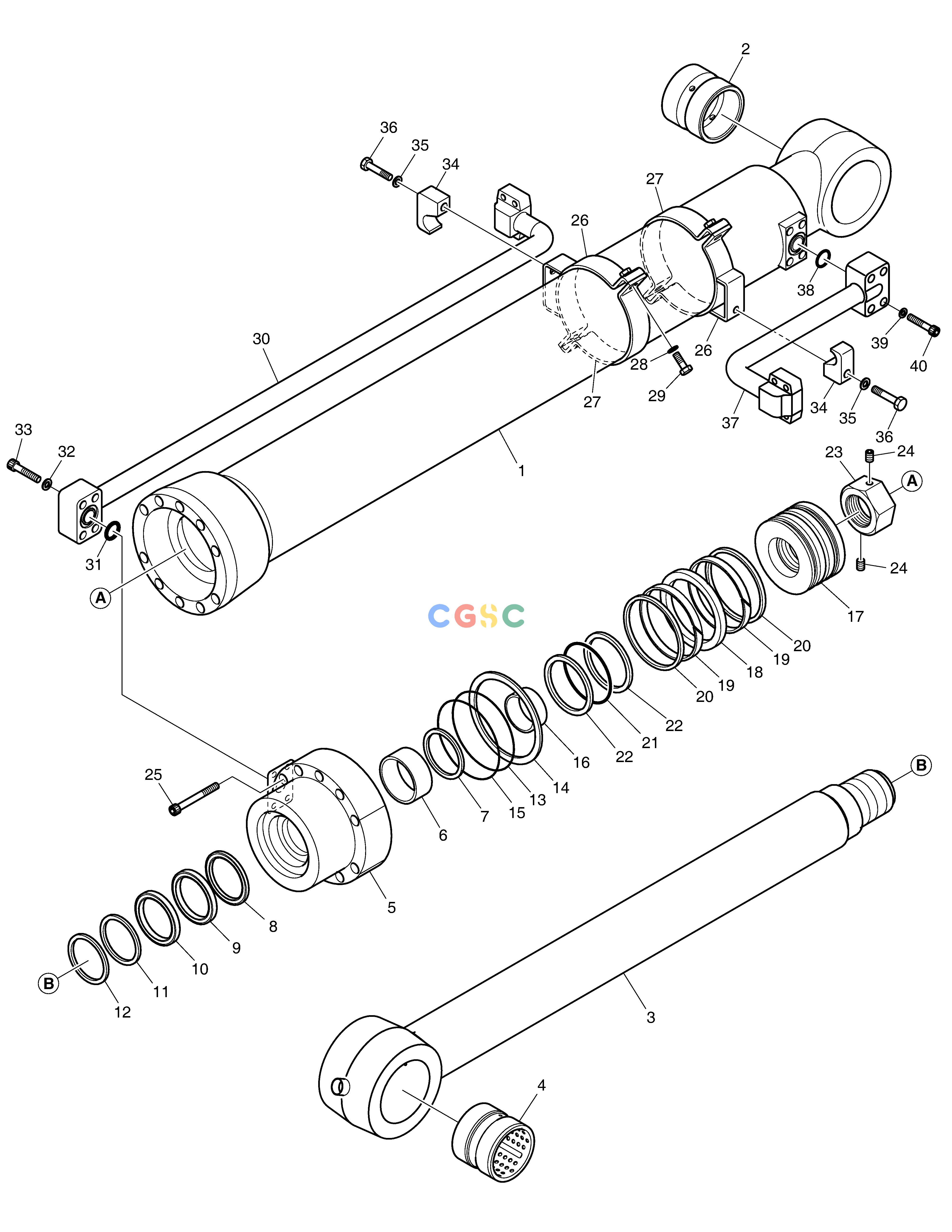 斗山零件查询BUCKET CYLINDER - ARM 3.5m DX200A Doosan parts catalog online