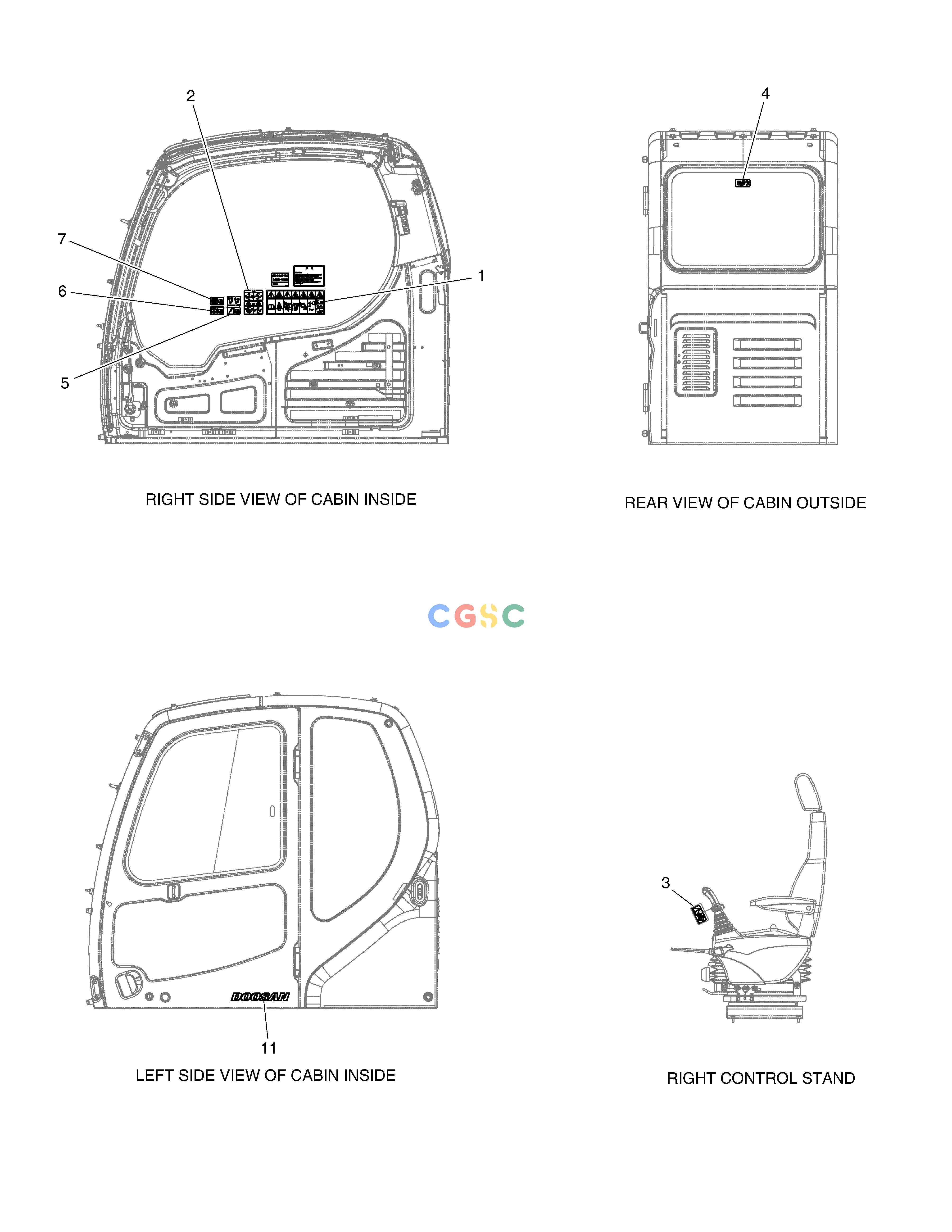 斗山零件查询DECAL - CABIN DX200A Doosan parts catalog online