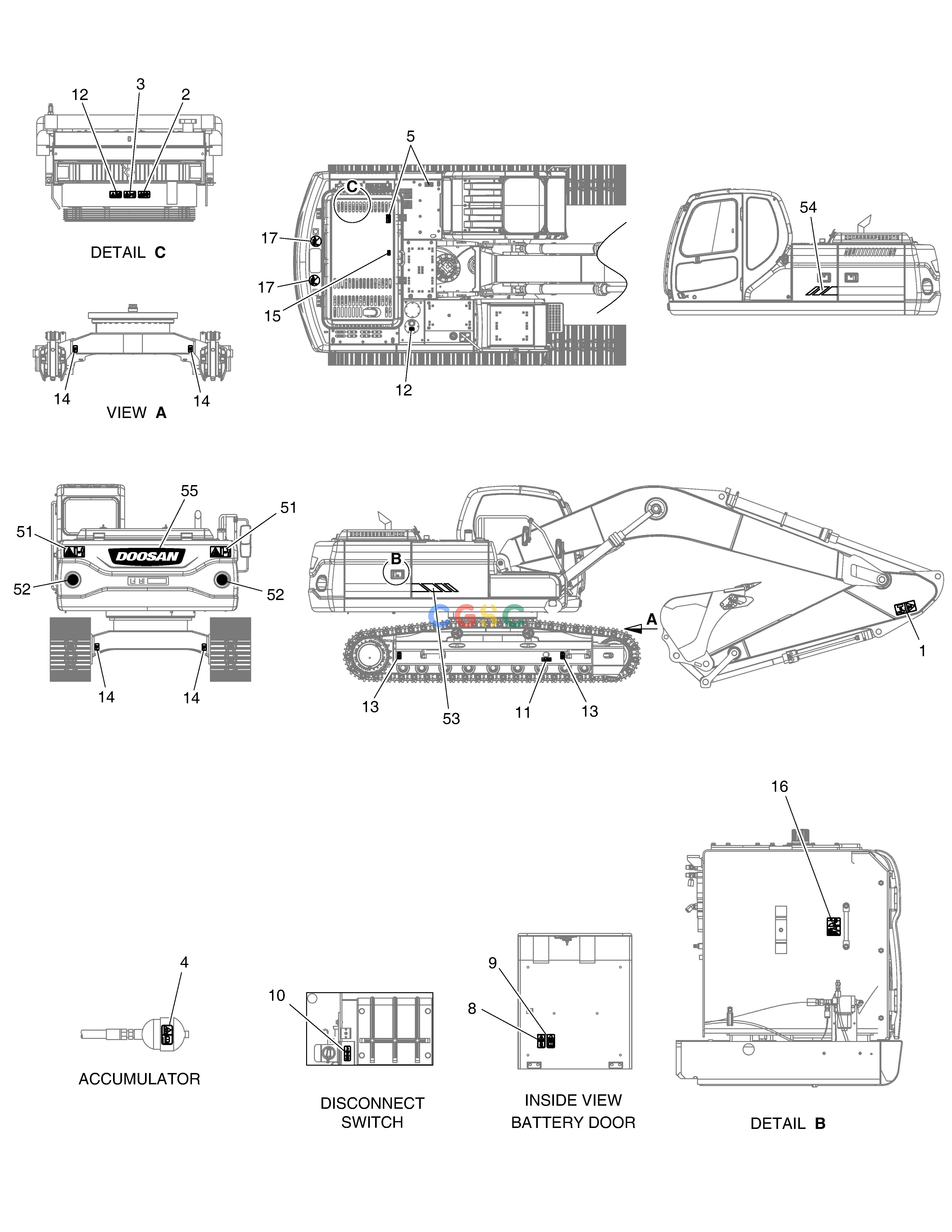 斗山零件查询DECAL - EXTERIOR DX200A Doosan parts catalog online