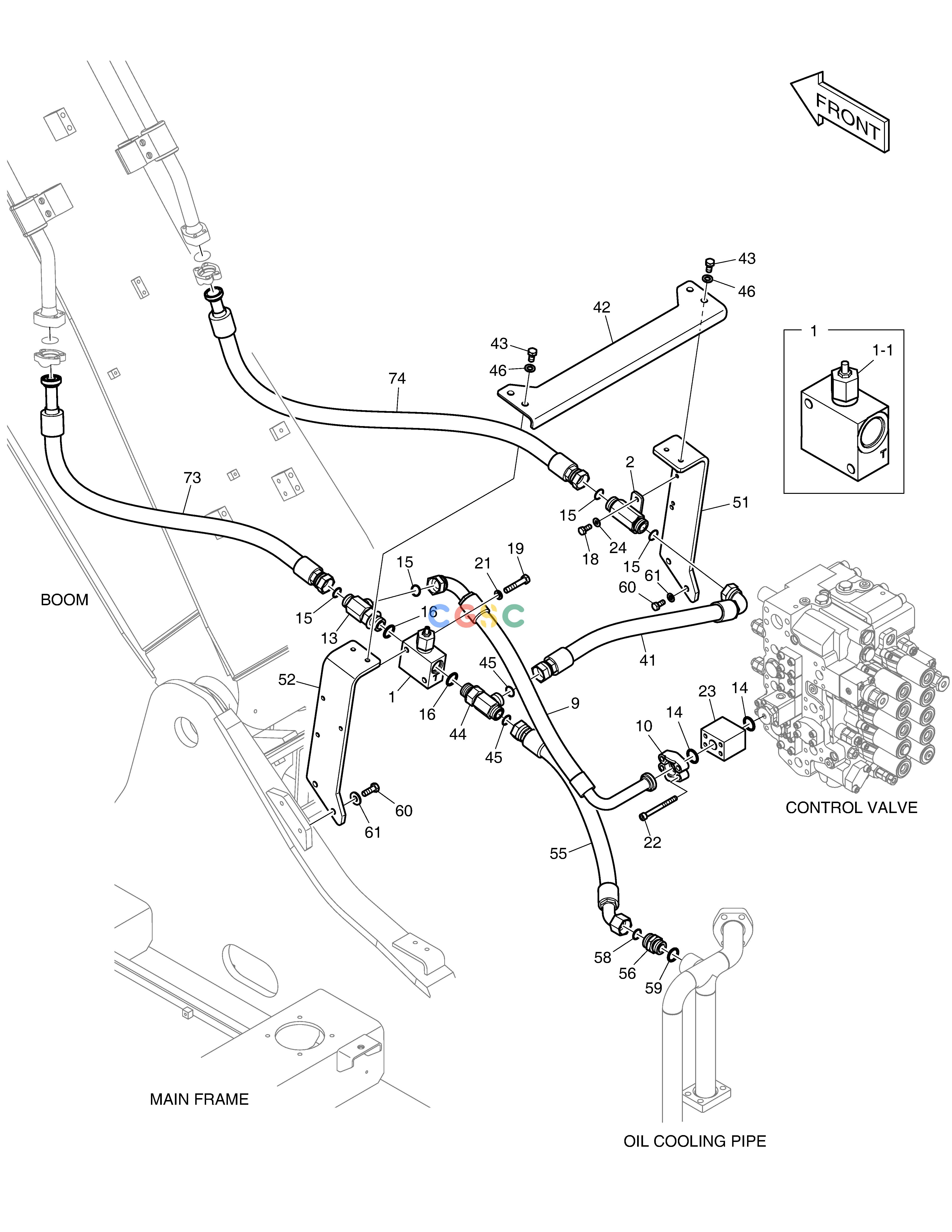 斗山零件查询MAIN PIPING - ONE WAY DX200A Doosan parts catalog online