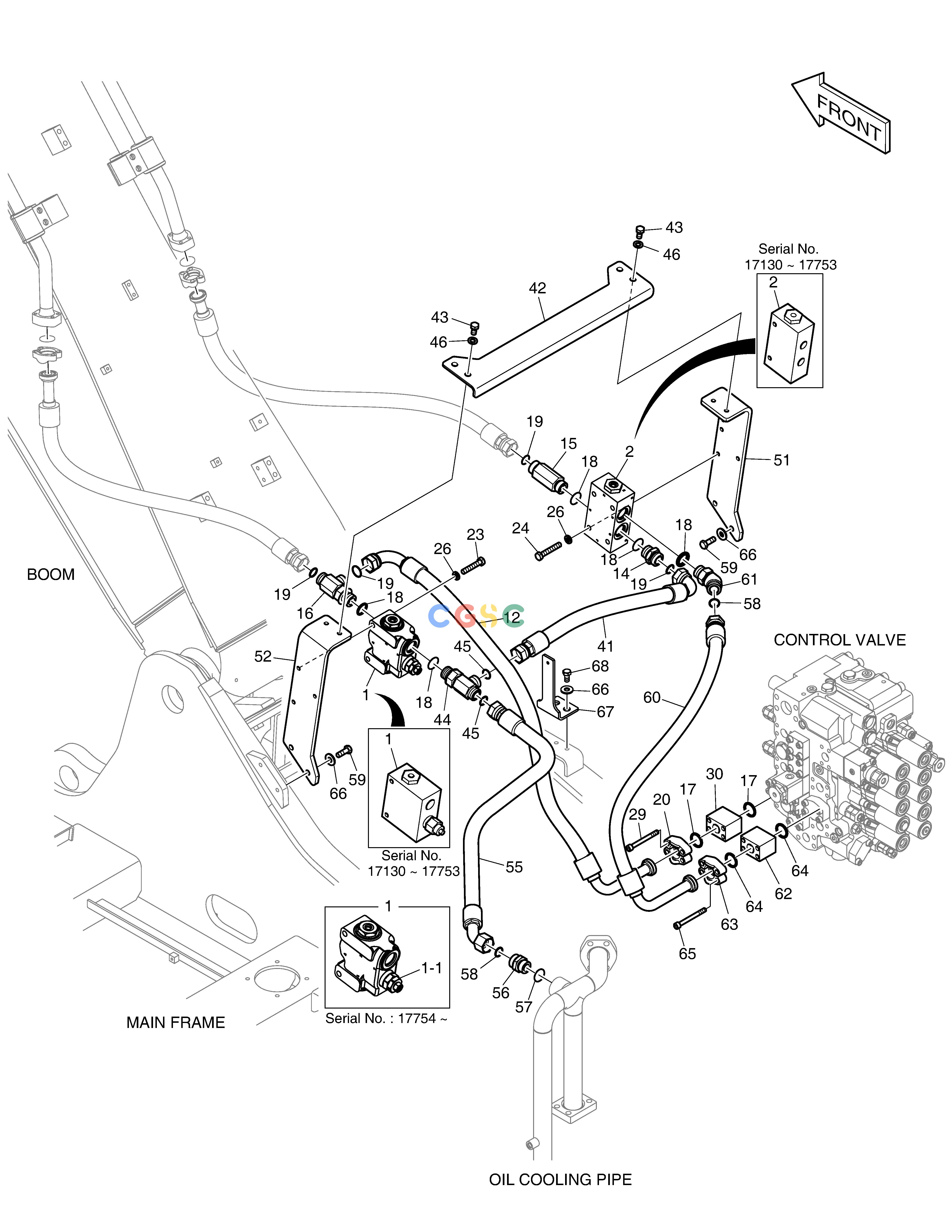 斗山零件查询MAIN PIPING - TWO WAY DX200A Doosan parts catalog online